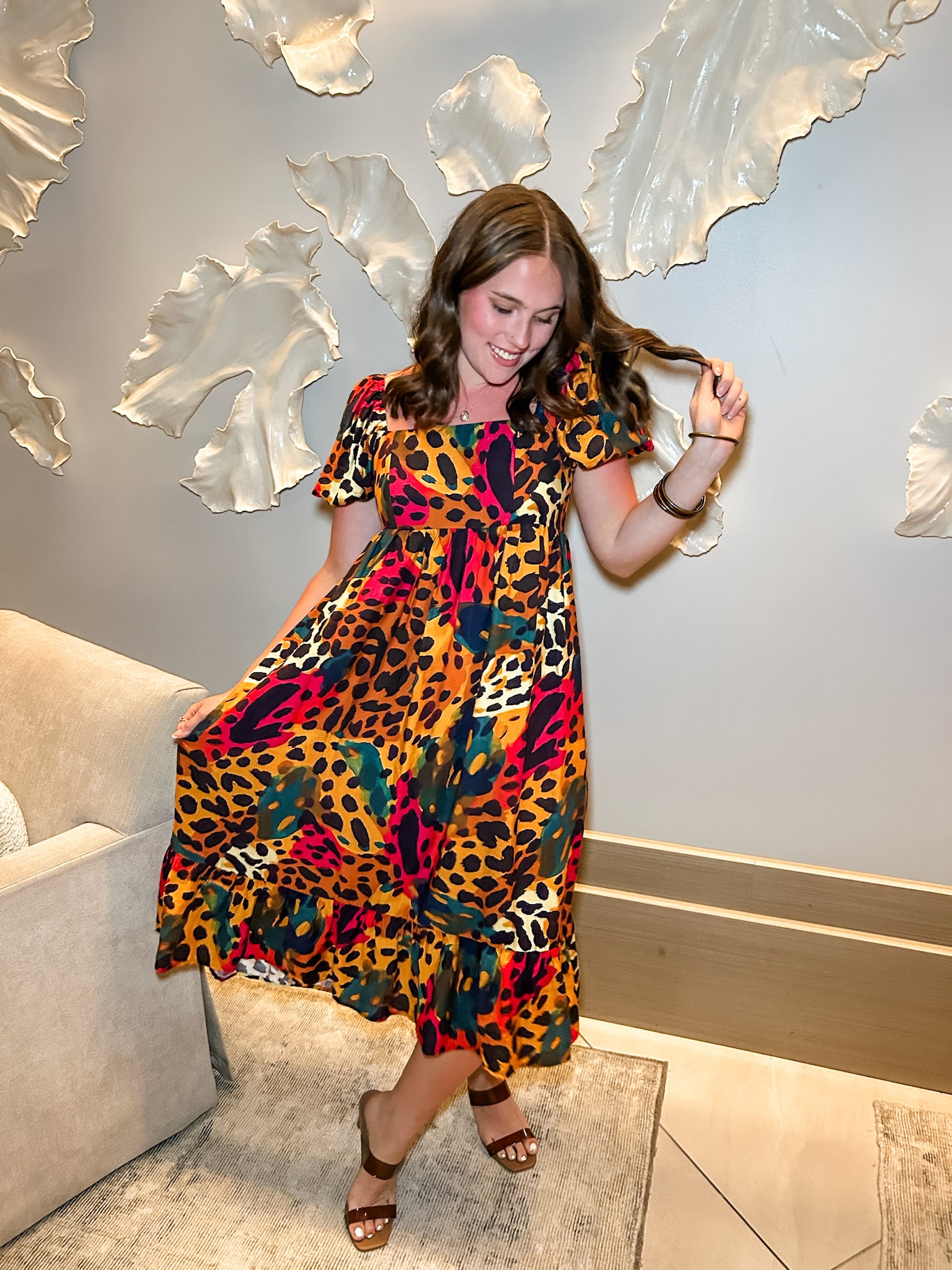 Multi Leopard Midi Dress