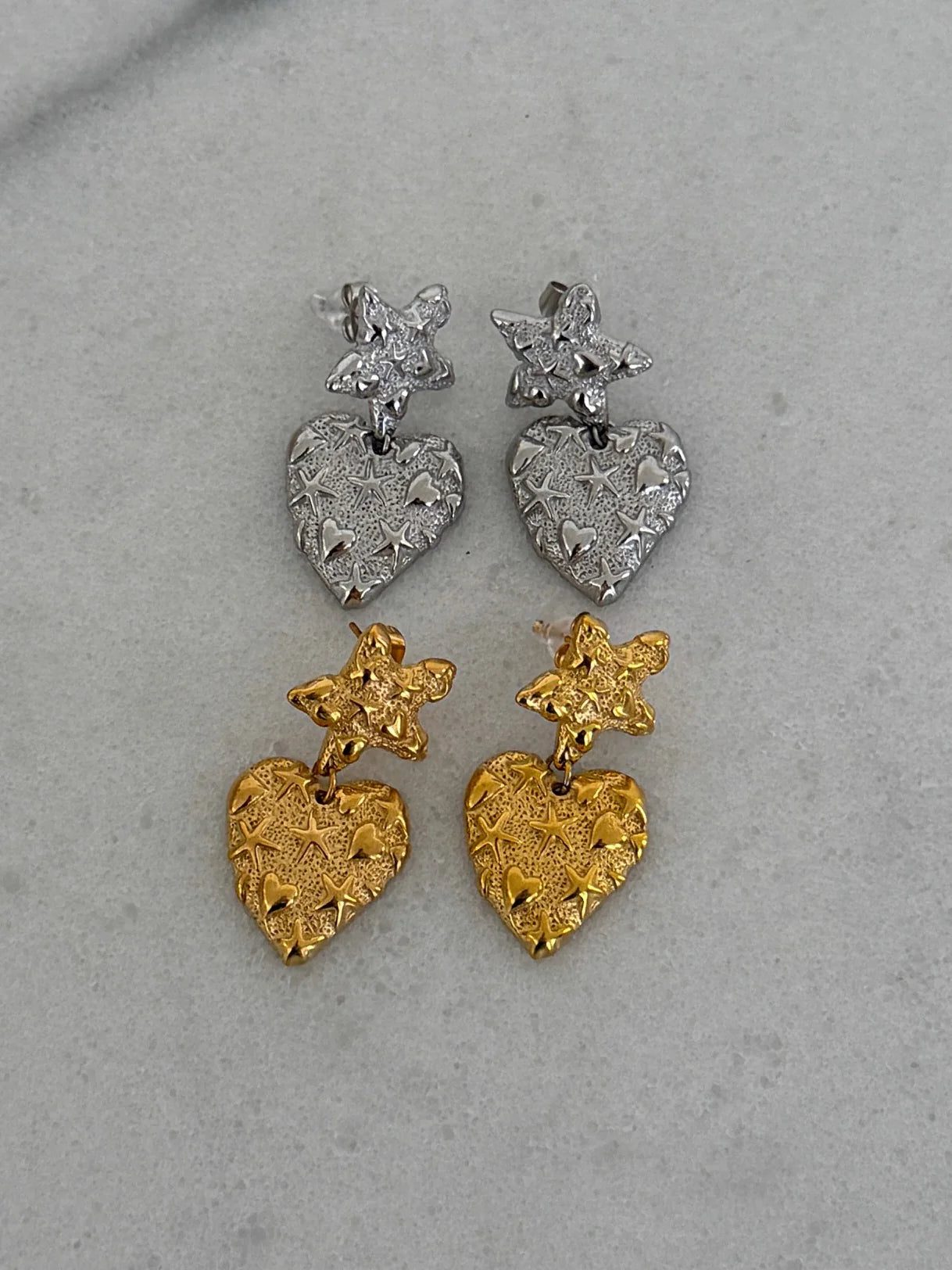 The Caroline Gold Heart Star Earrings