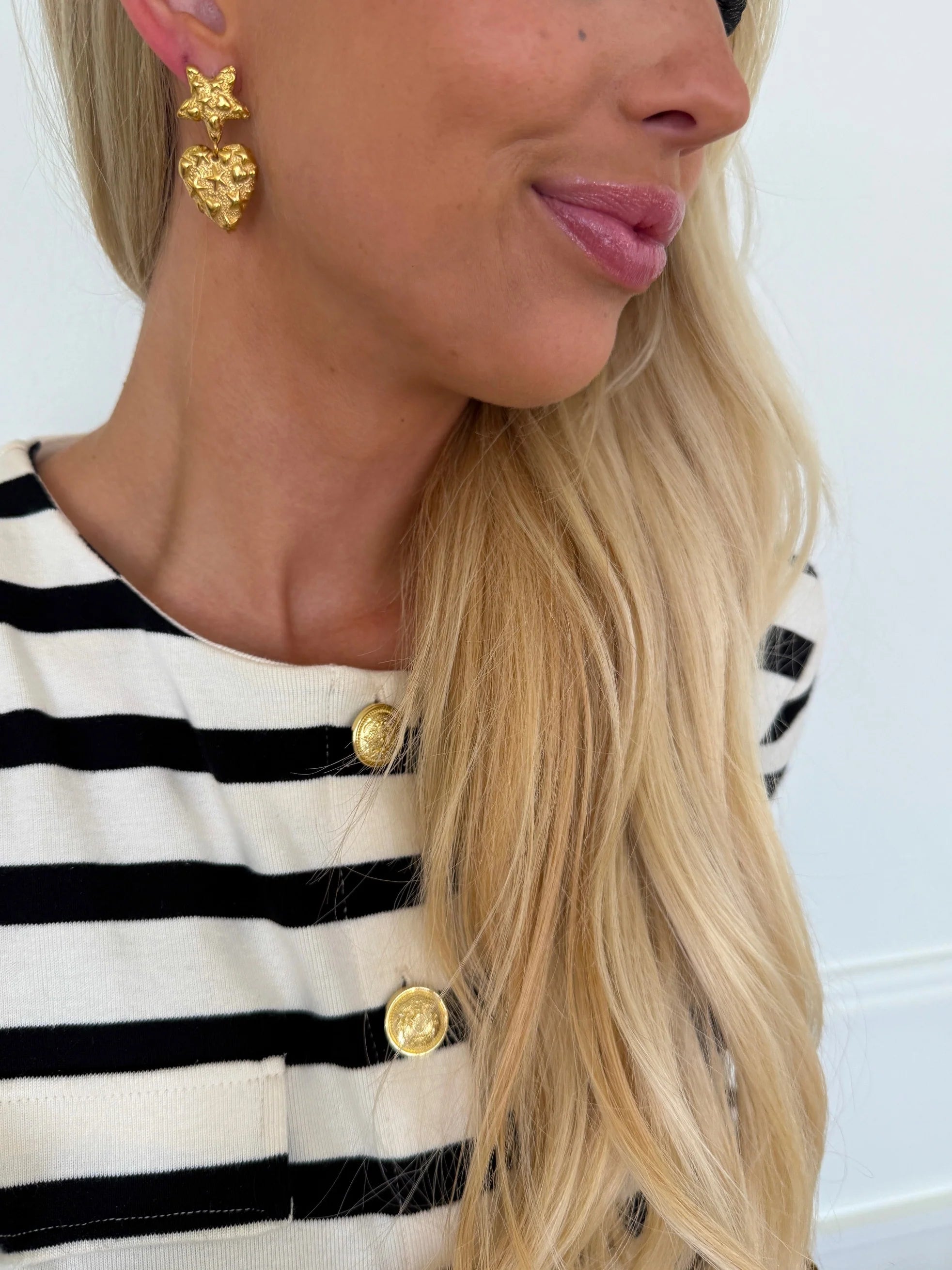 The Caroline Gold Heart Star Earrings