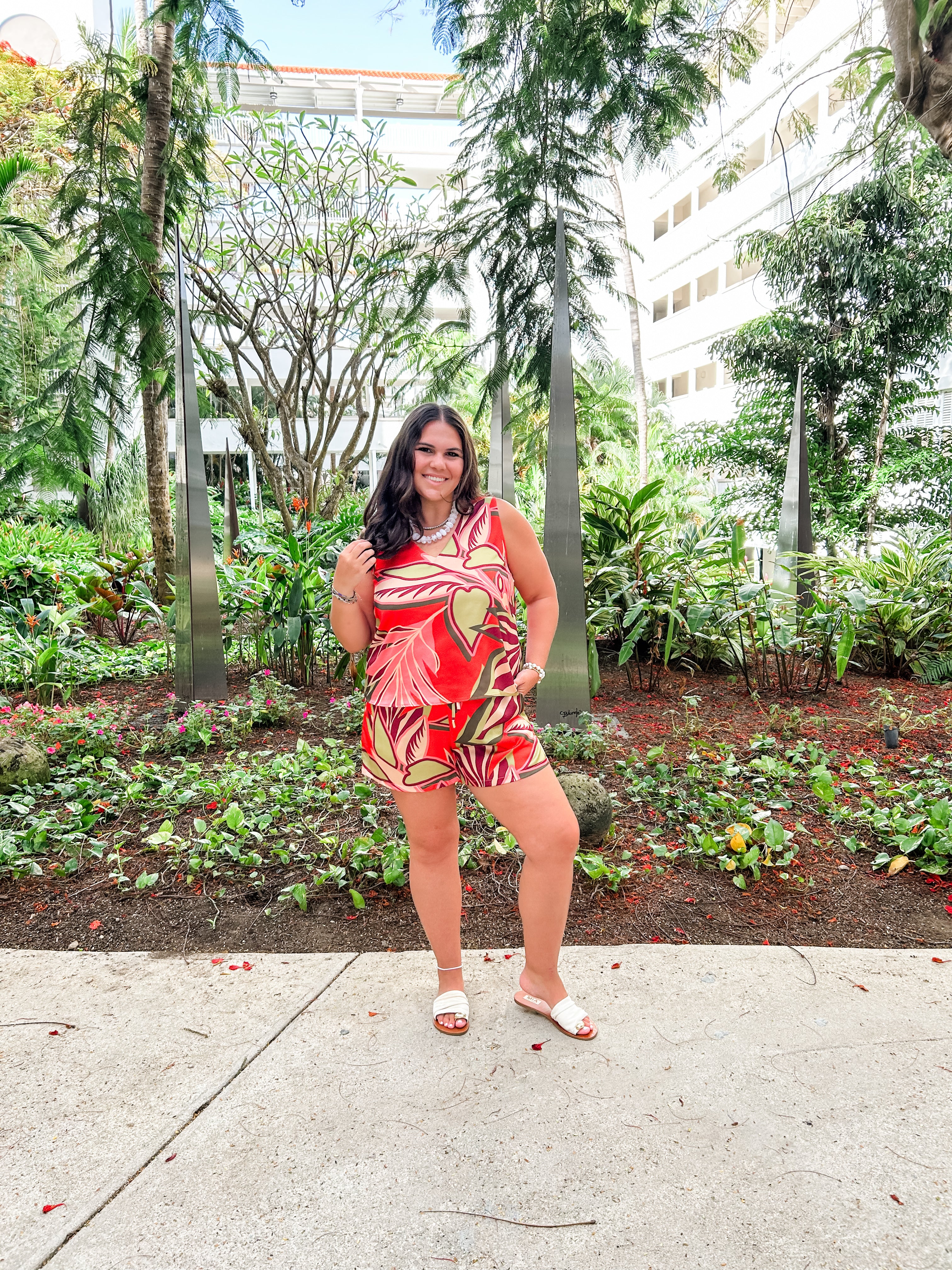 Papaya Paradise Print Satin Set