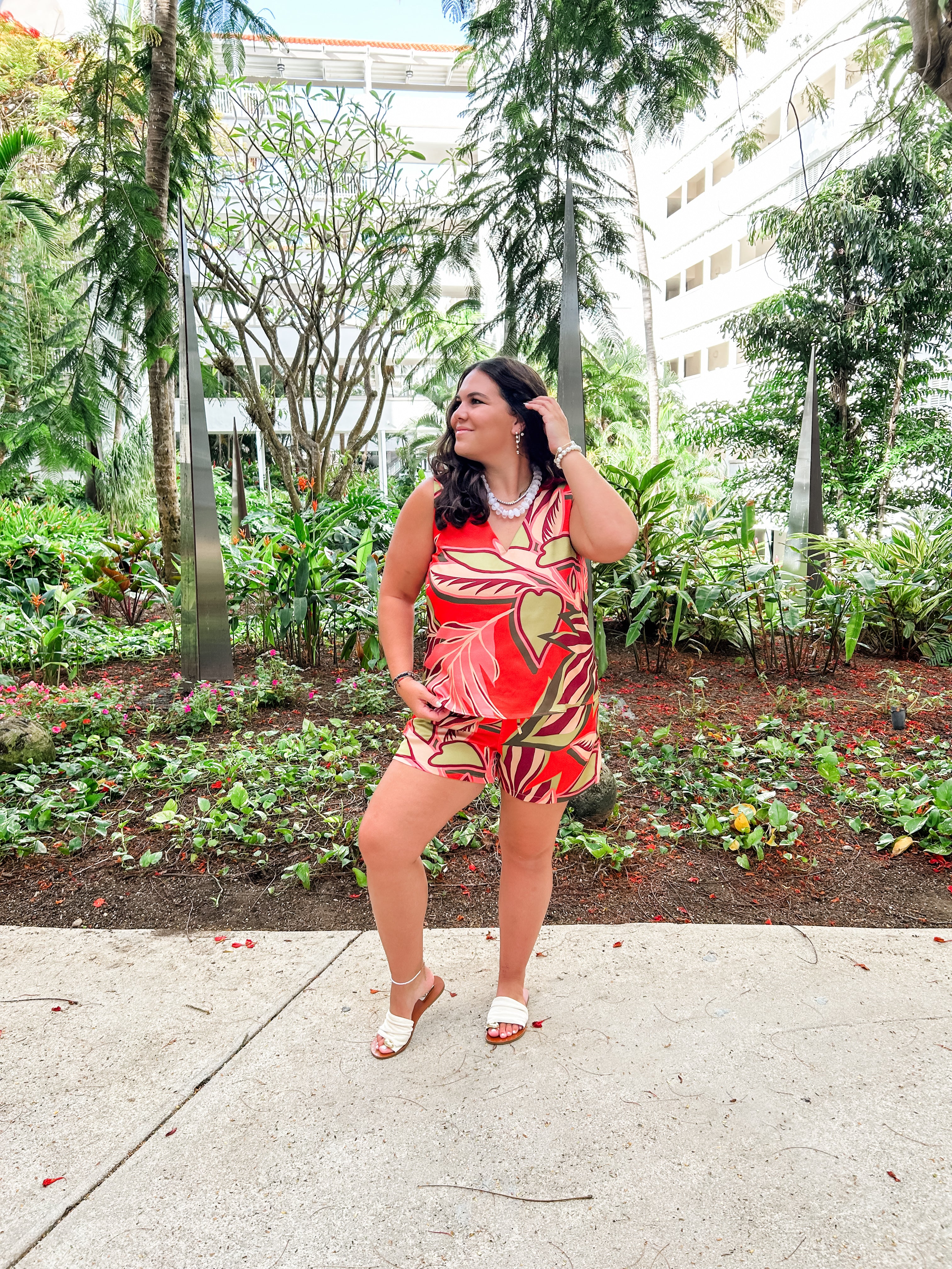 Papaya Paradise Print Satin Set