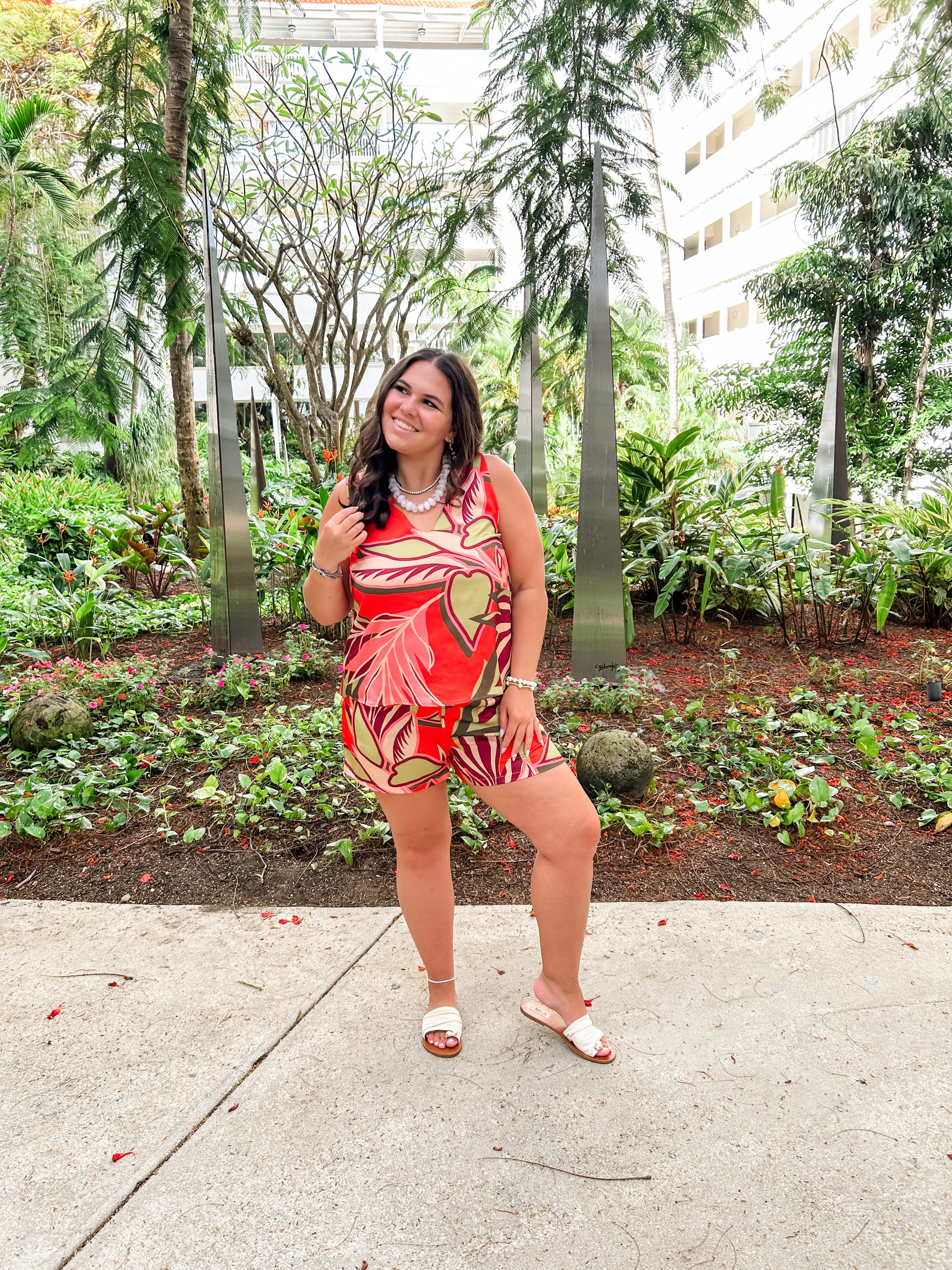 Papaya Paradise Print Satin Set