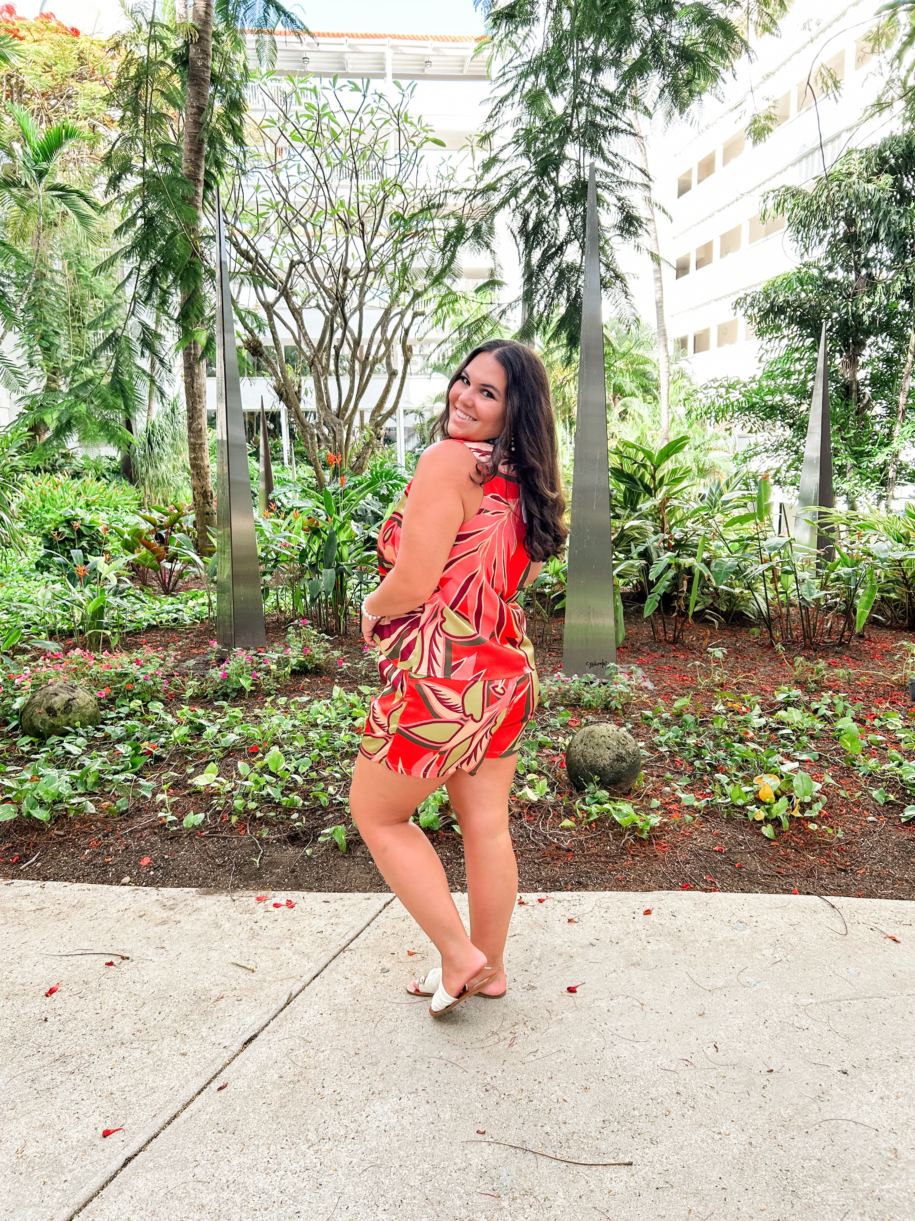 Papaya Paradise Print Satin Set