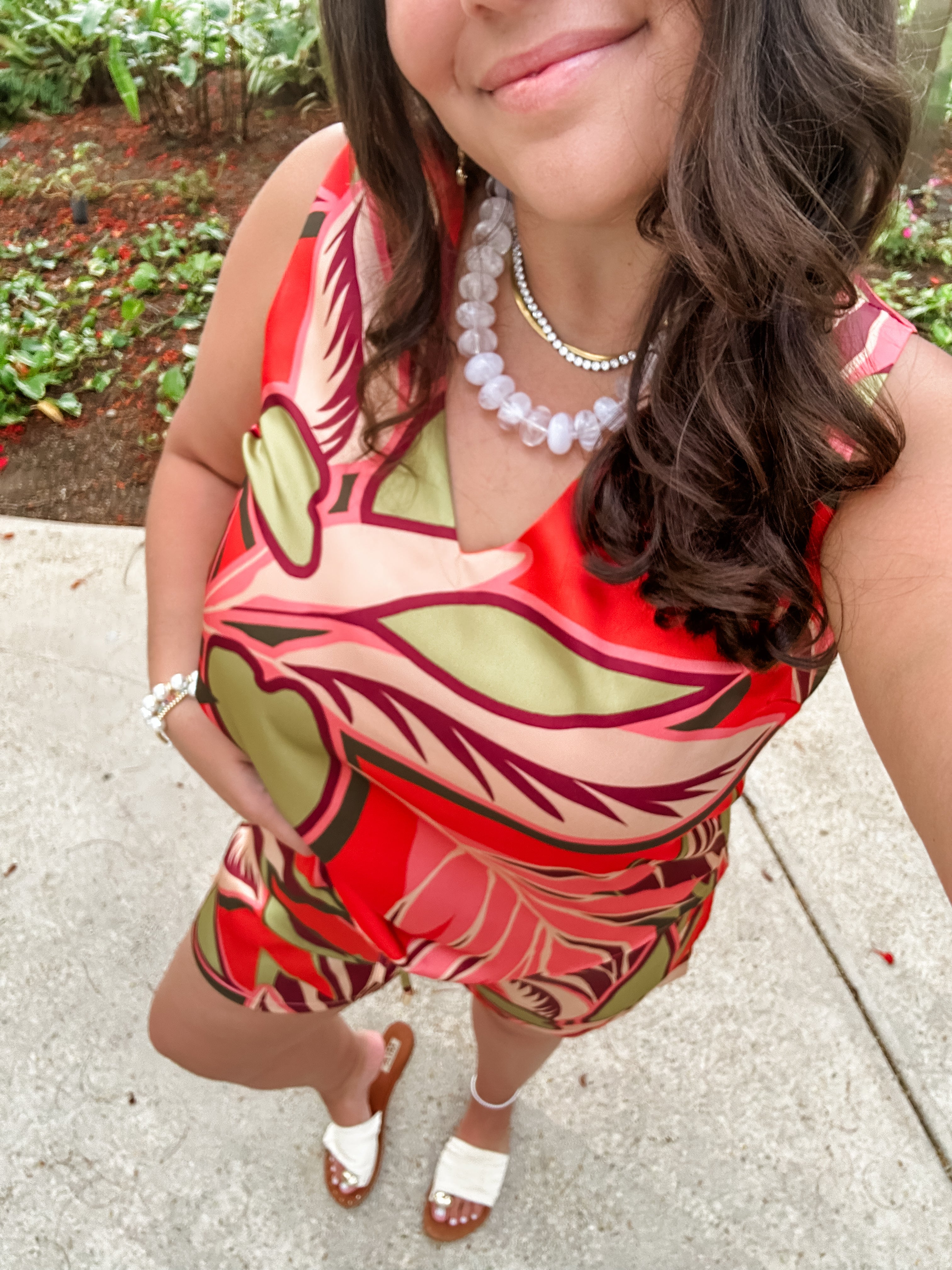 Papaya Paradise Print Satin Set