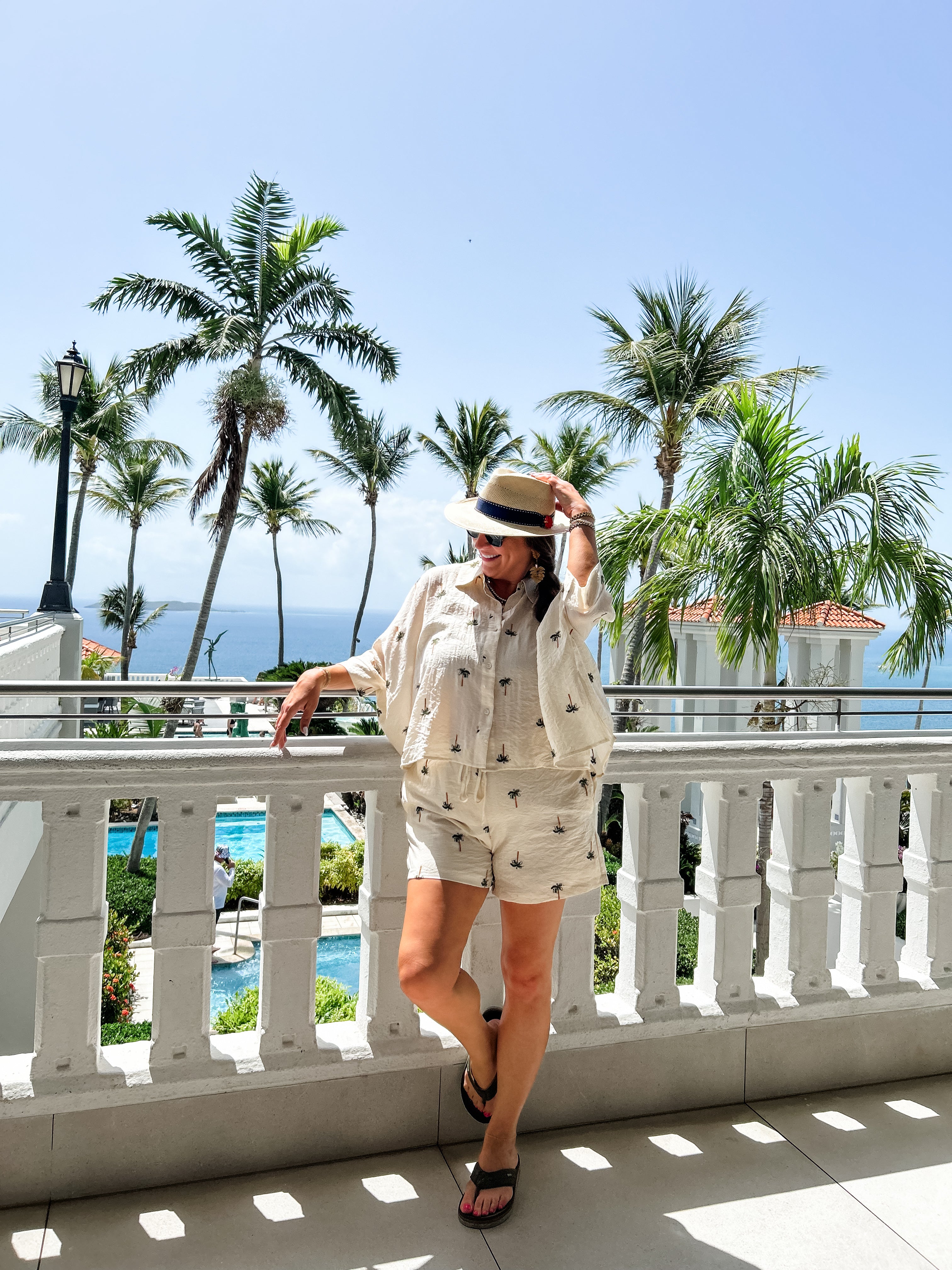 Cream Palm Tree Shorts Set