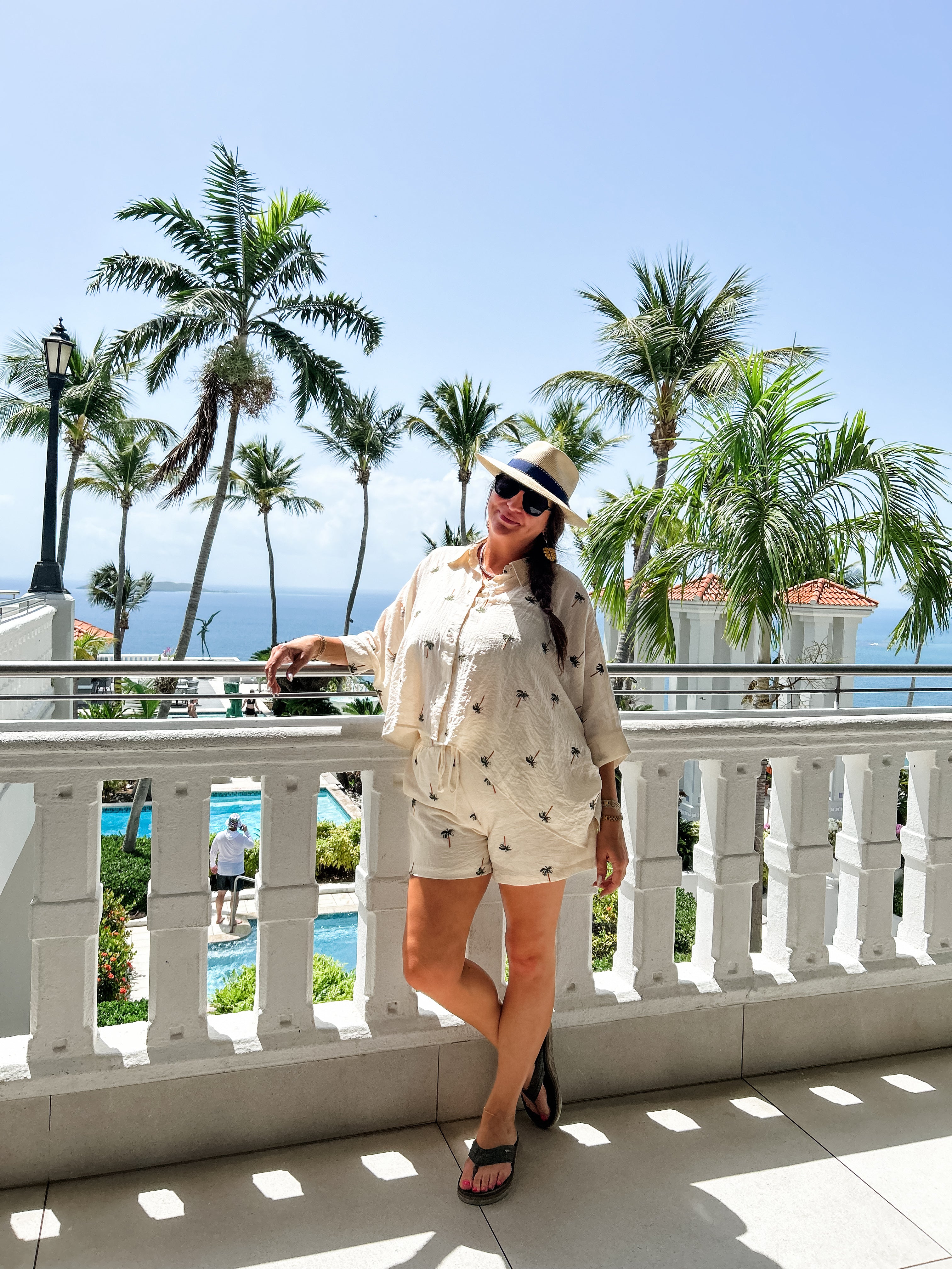 Cream Palm Tree Shorts Set