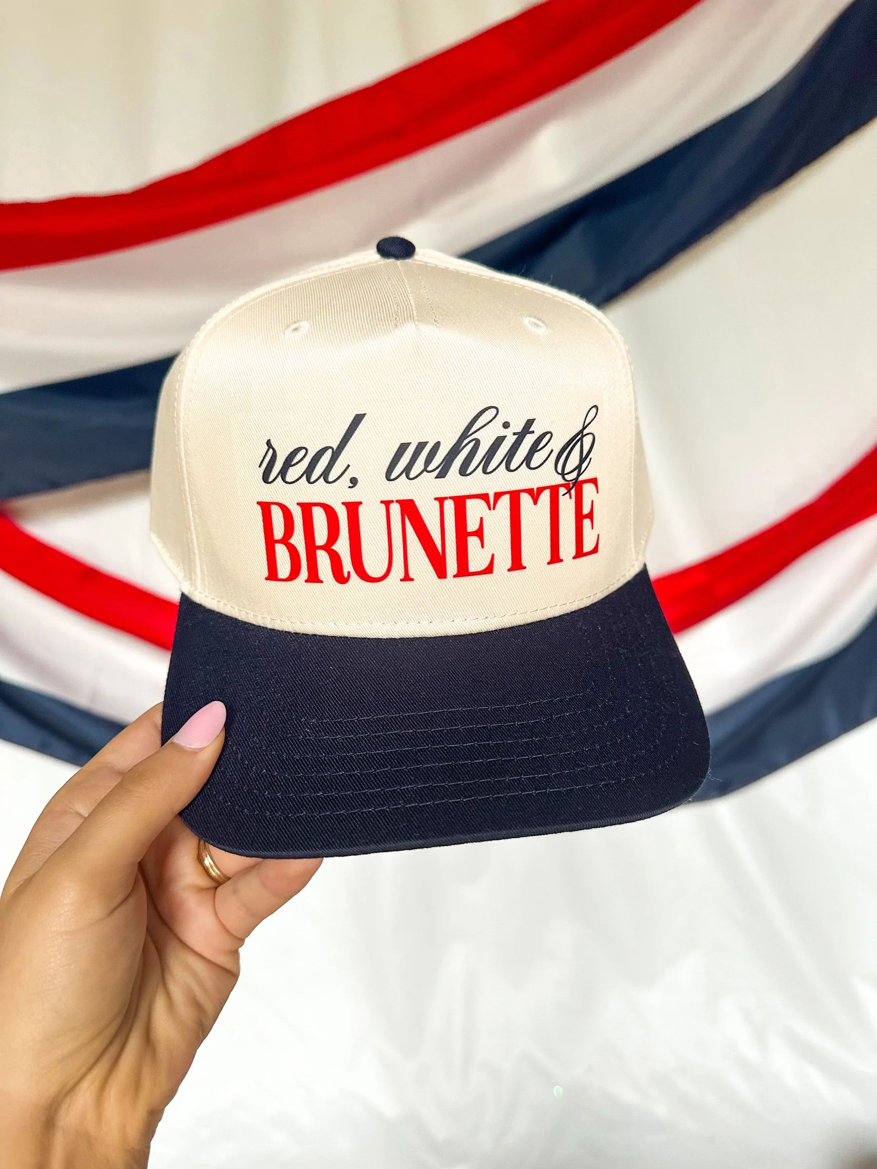 Red, White & Brunette Trucker Hat