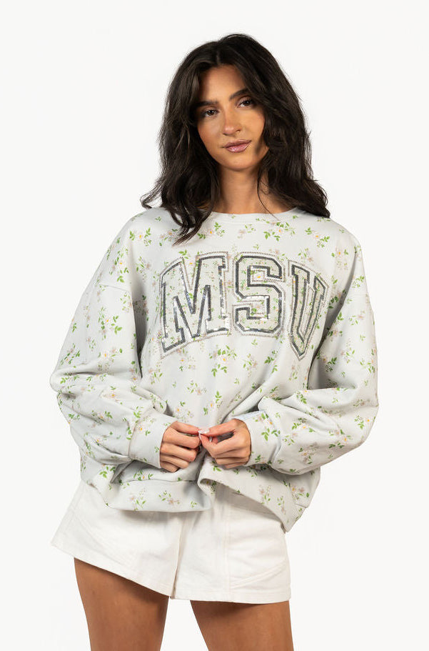Licensed Miss State Floral Initial Sweatshirt