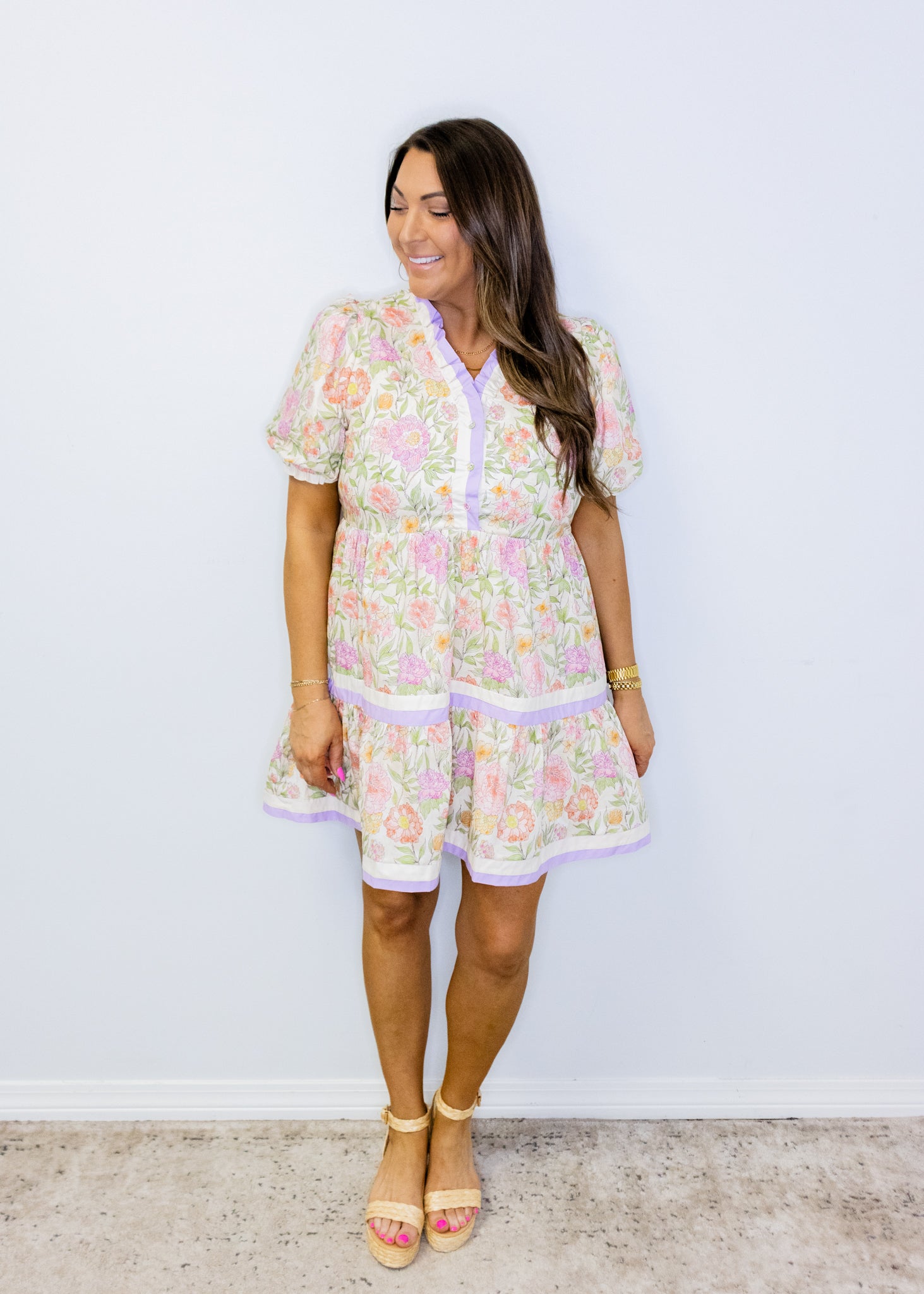 Lavender Floral Tiered Dress