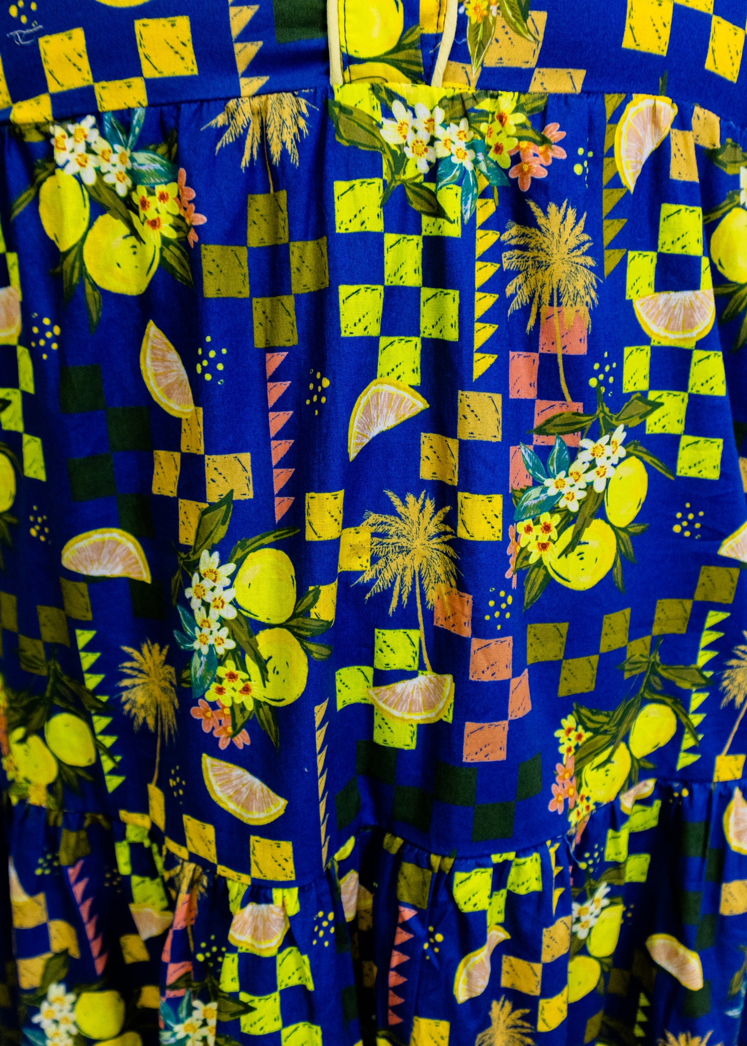 Blue Floral Tiered Midi Dress