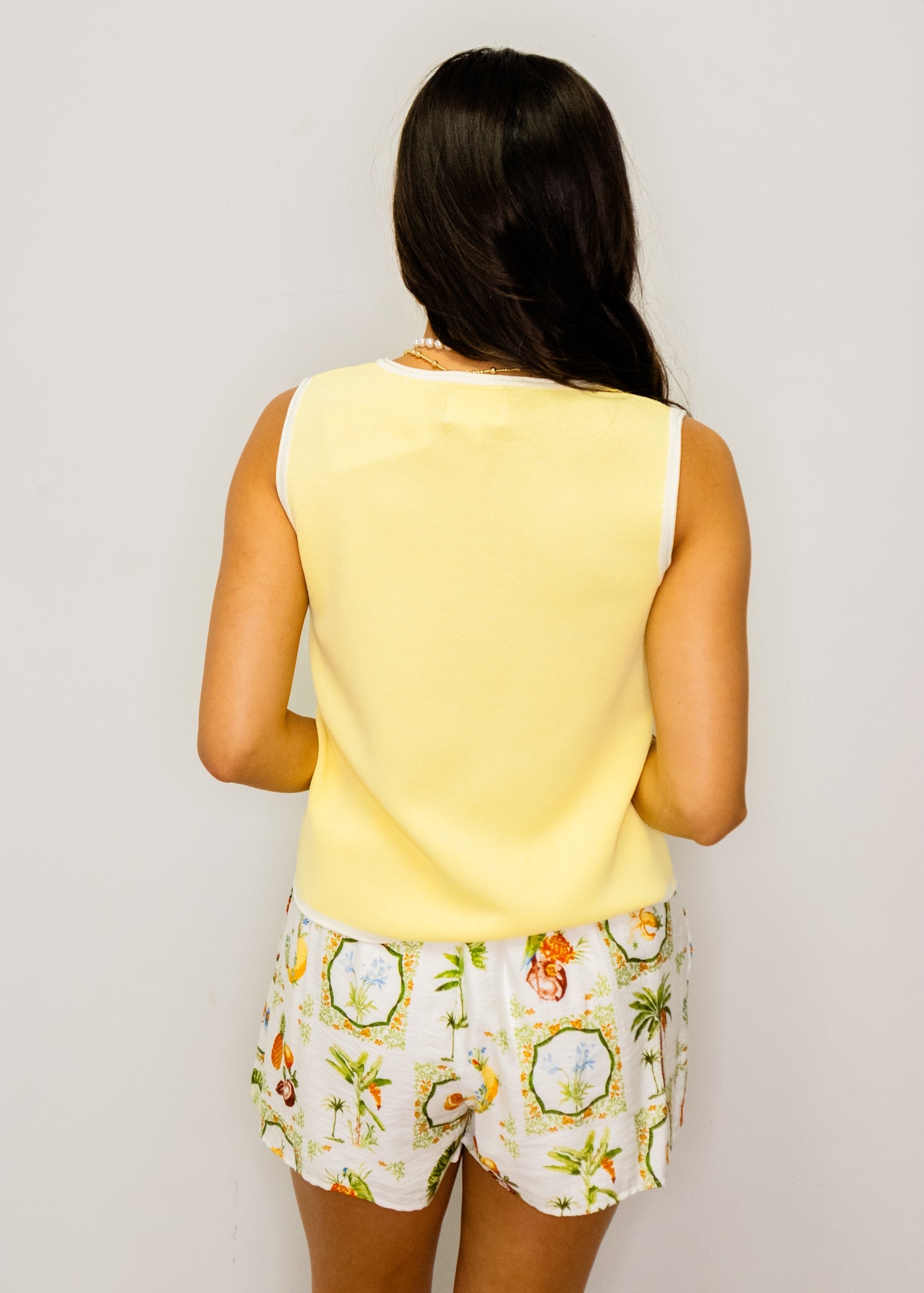 Yellow Contrast Button Down Top