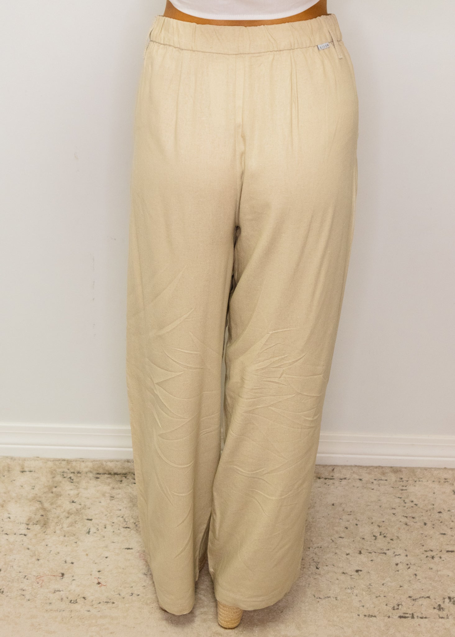 Tan Linen Flowy Pants