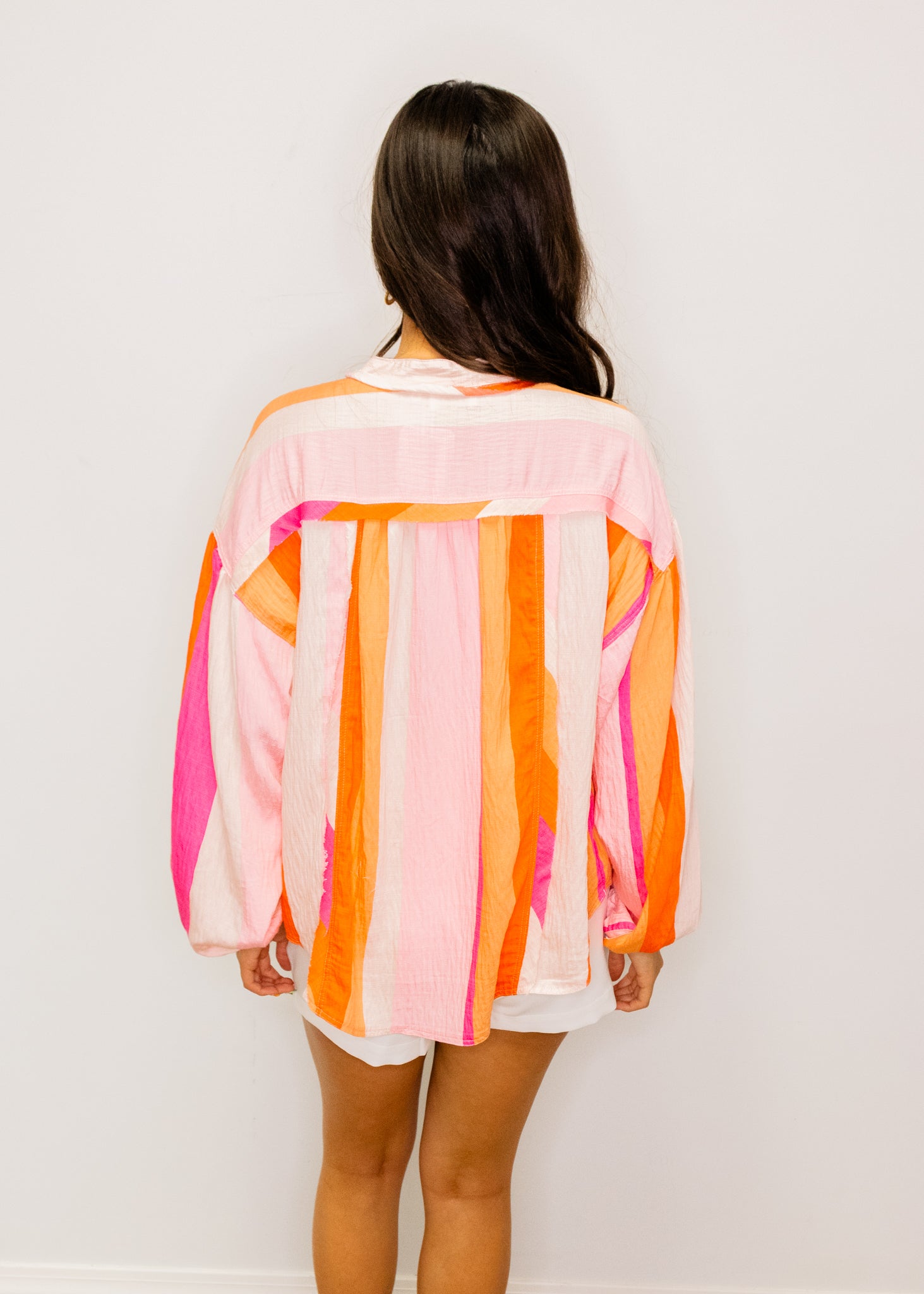 Pink Multi Print Button Down Top