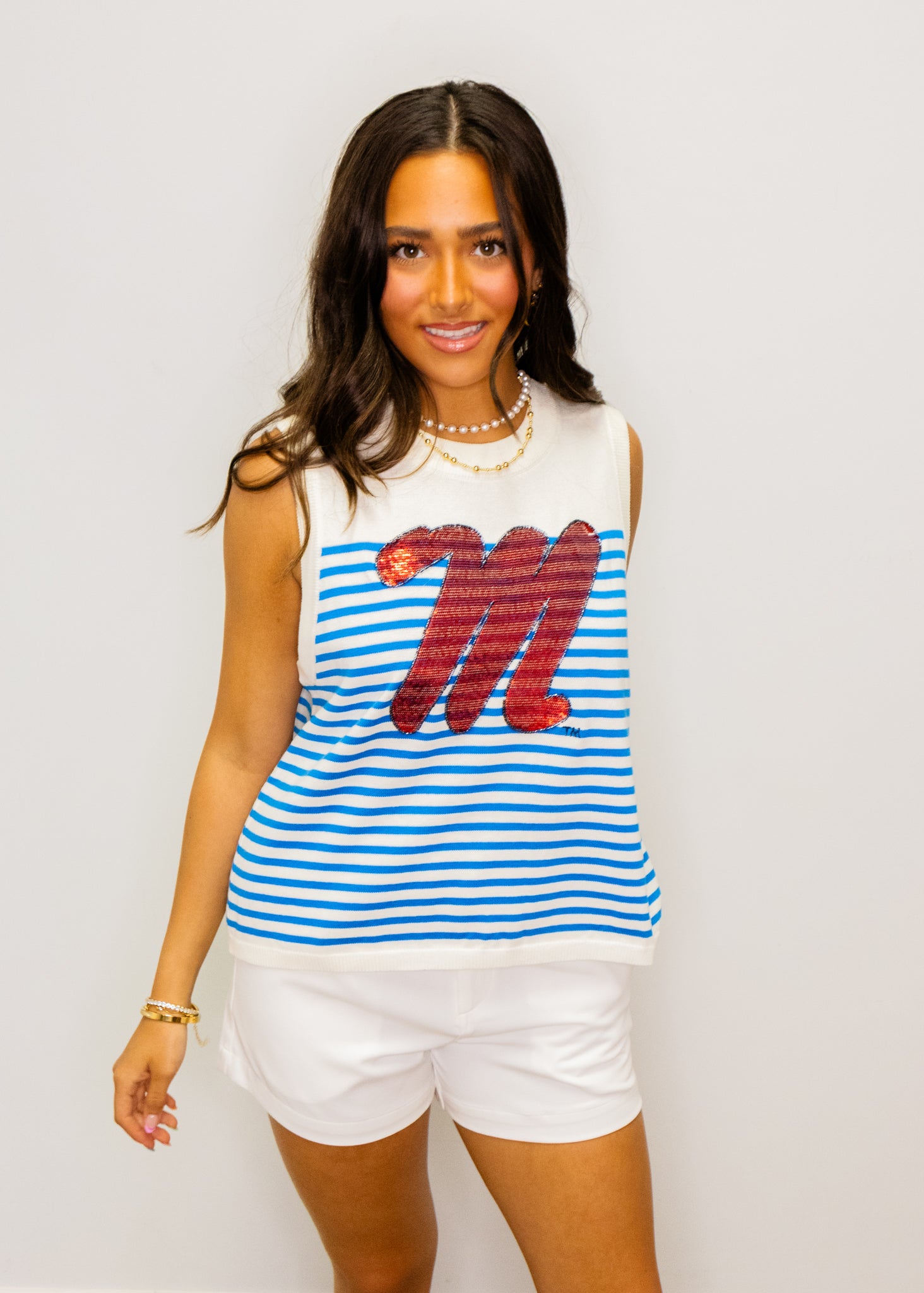 Licensed Ole Miss Mascot Striped Knit Tank