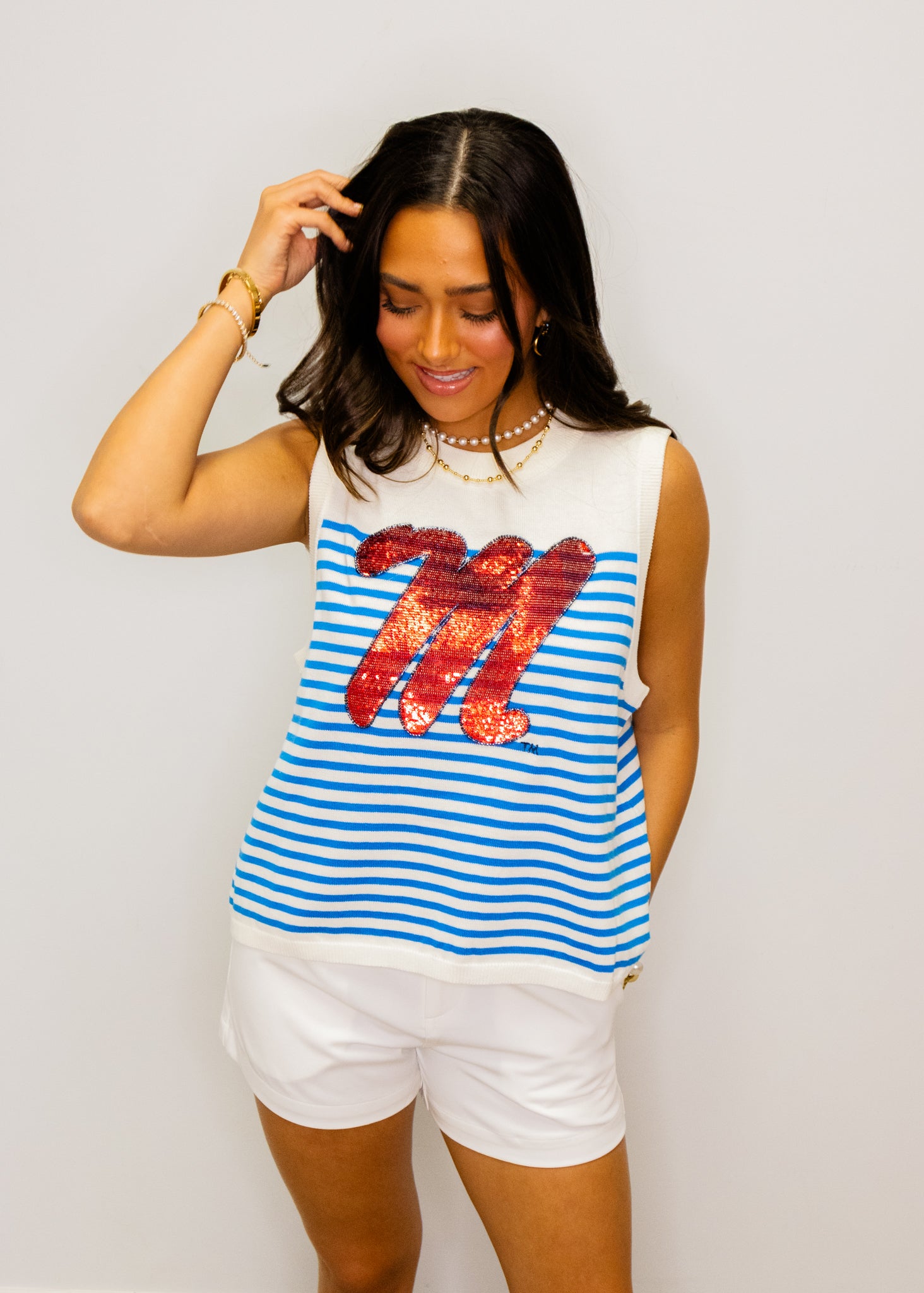 Licensed Ole Miss Mascot Striped Knit Tank