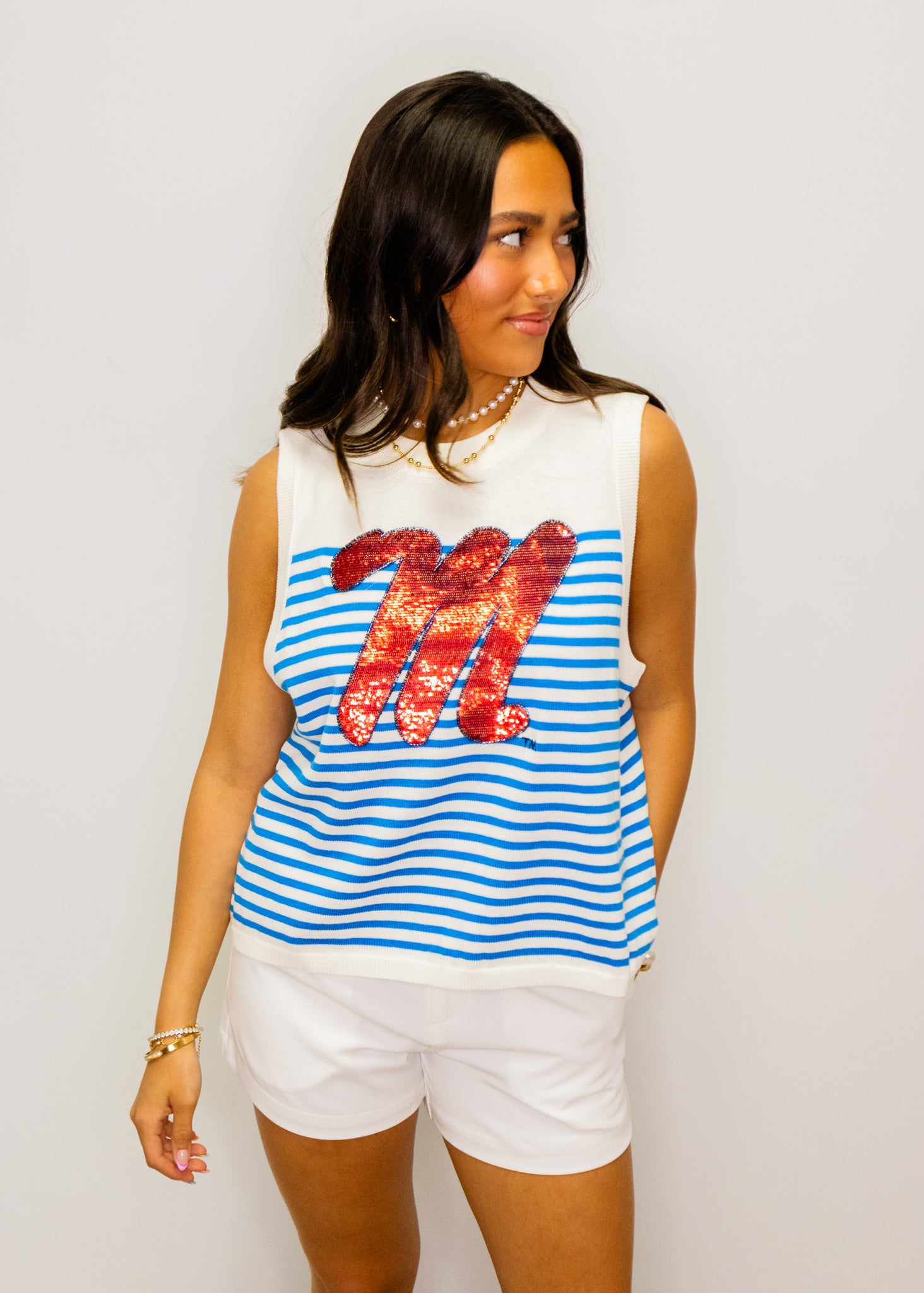 Licensed Ole Miss Mascot Striped Knit Tank