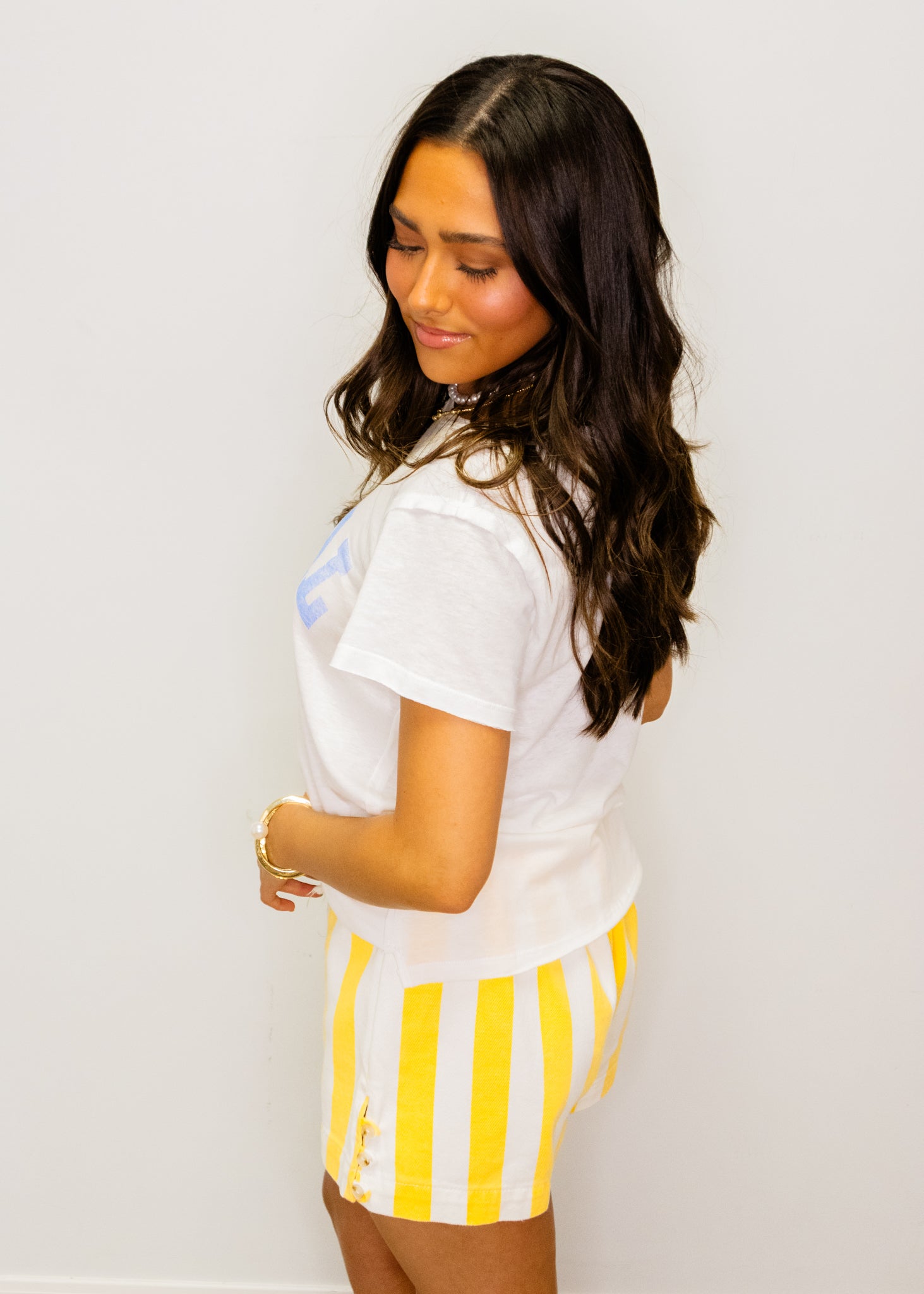 Lemon Stripe Drawstring Shorts