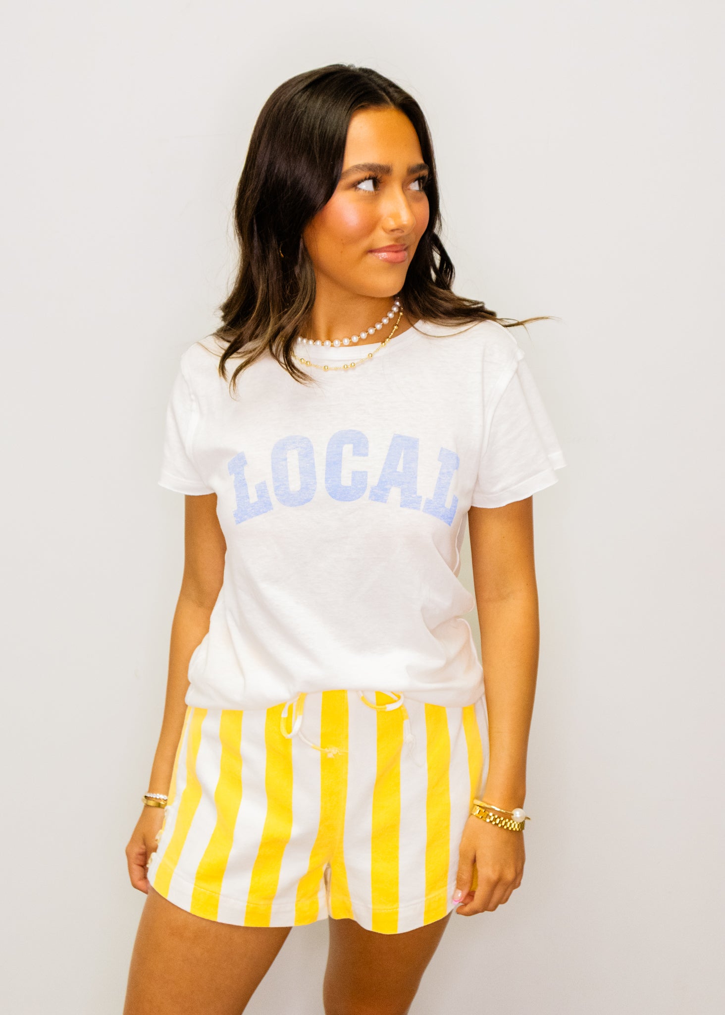 Lemon Stripe Drawstring Shorts