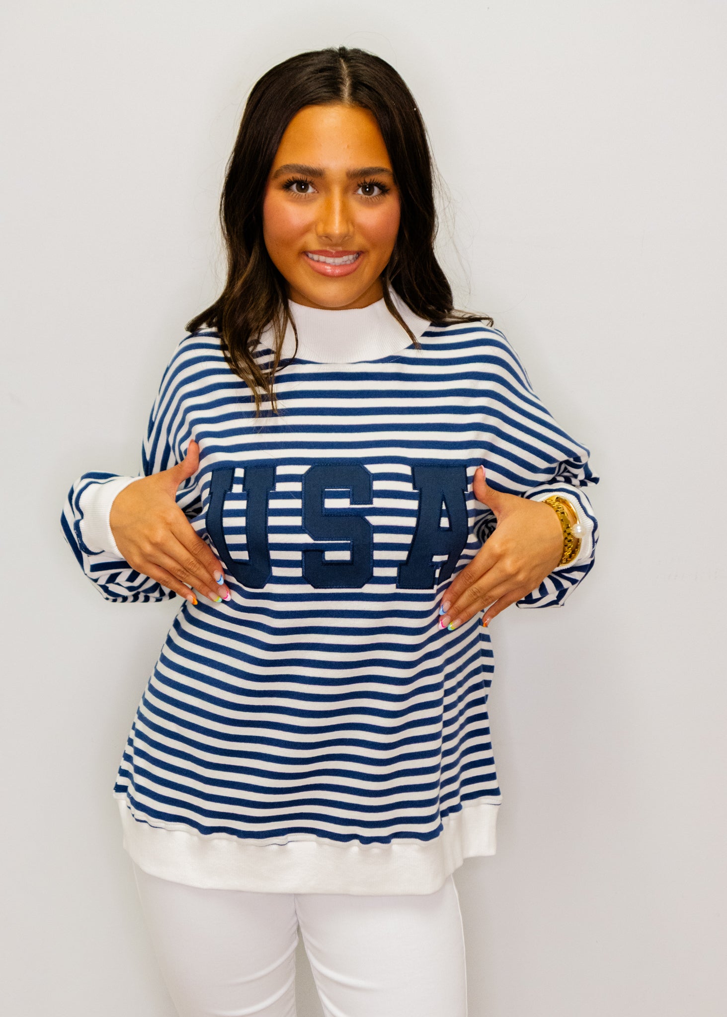 Navy Stripe "USA" Sweatshirt