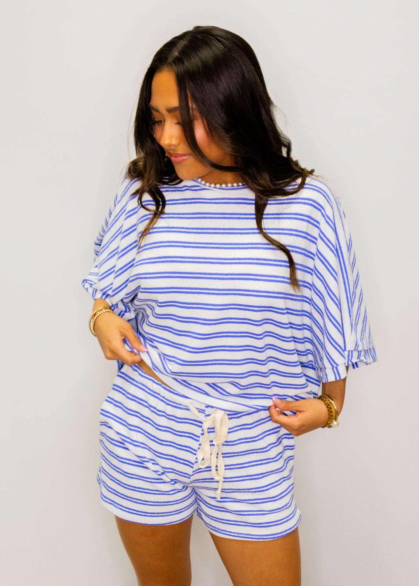 Royal Blue Stripe Terry Set