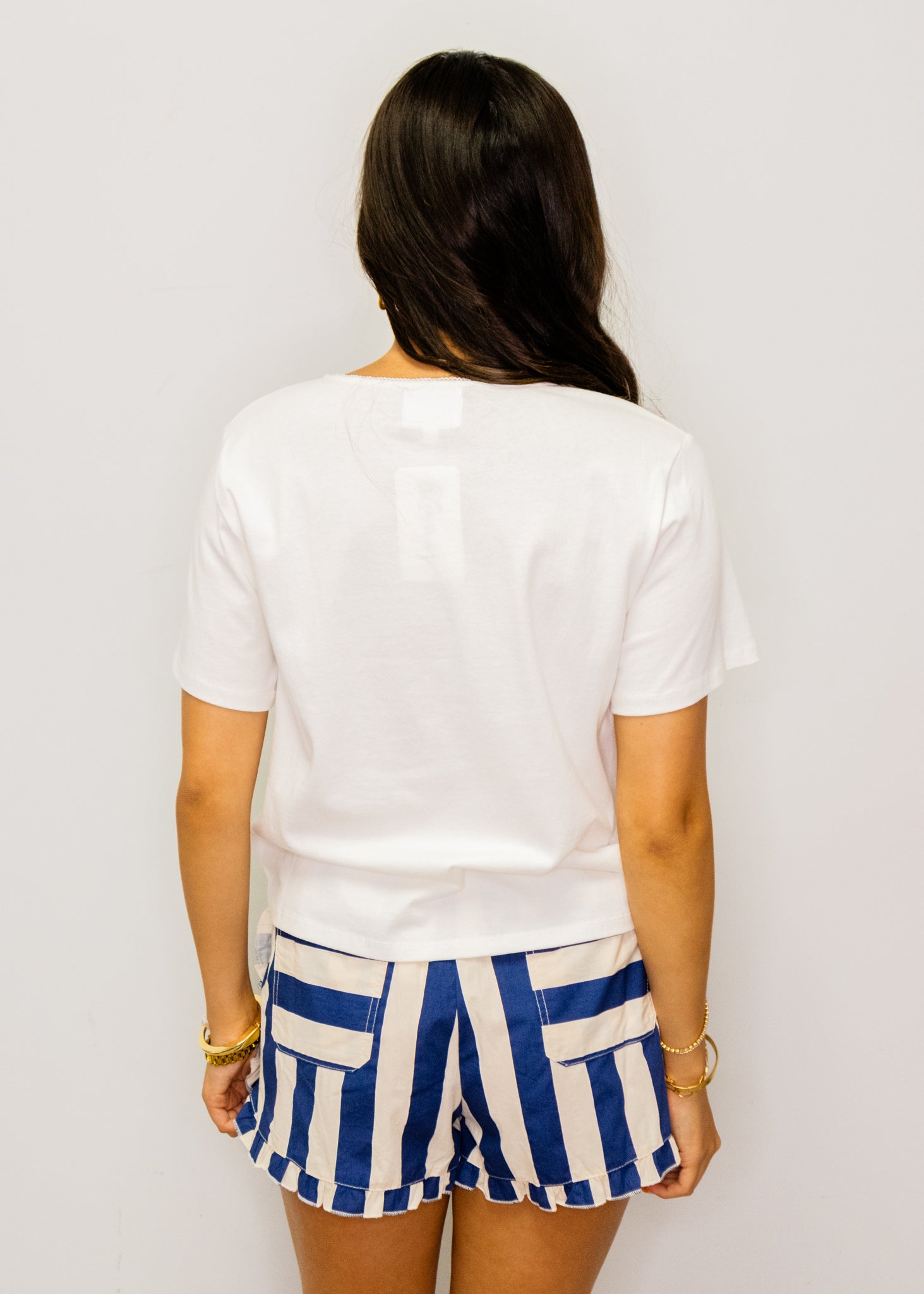 Navy Stripe Contrast Shorts
