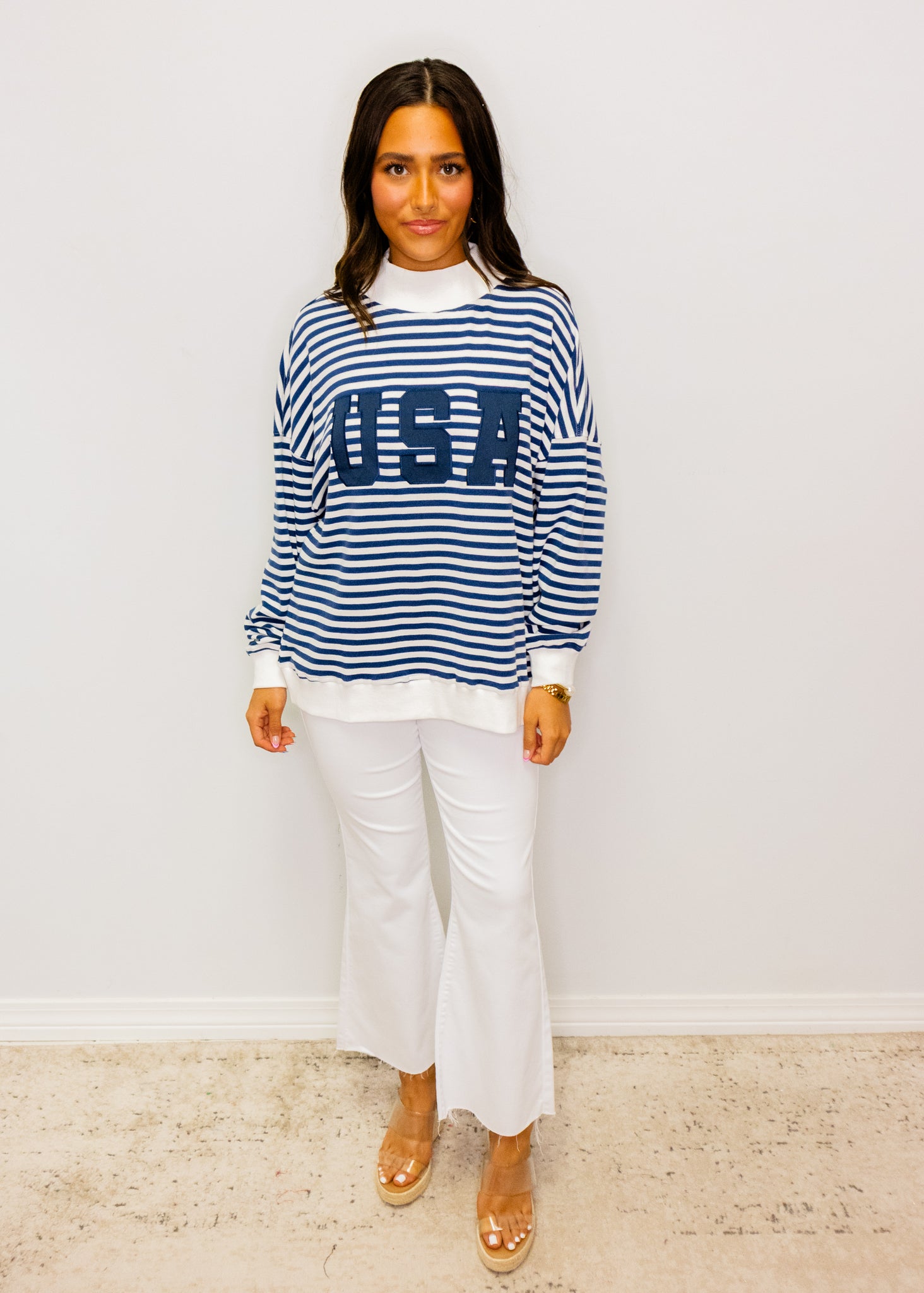 Navy Stripe "USA" Sweatshirt