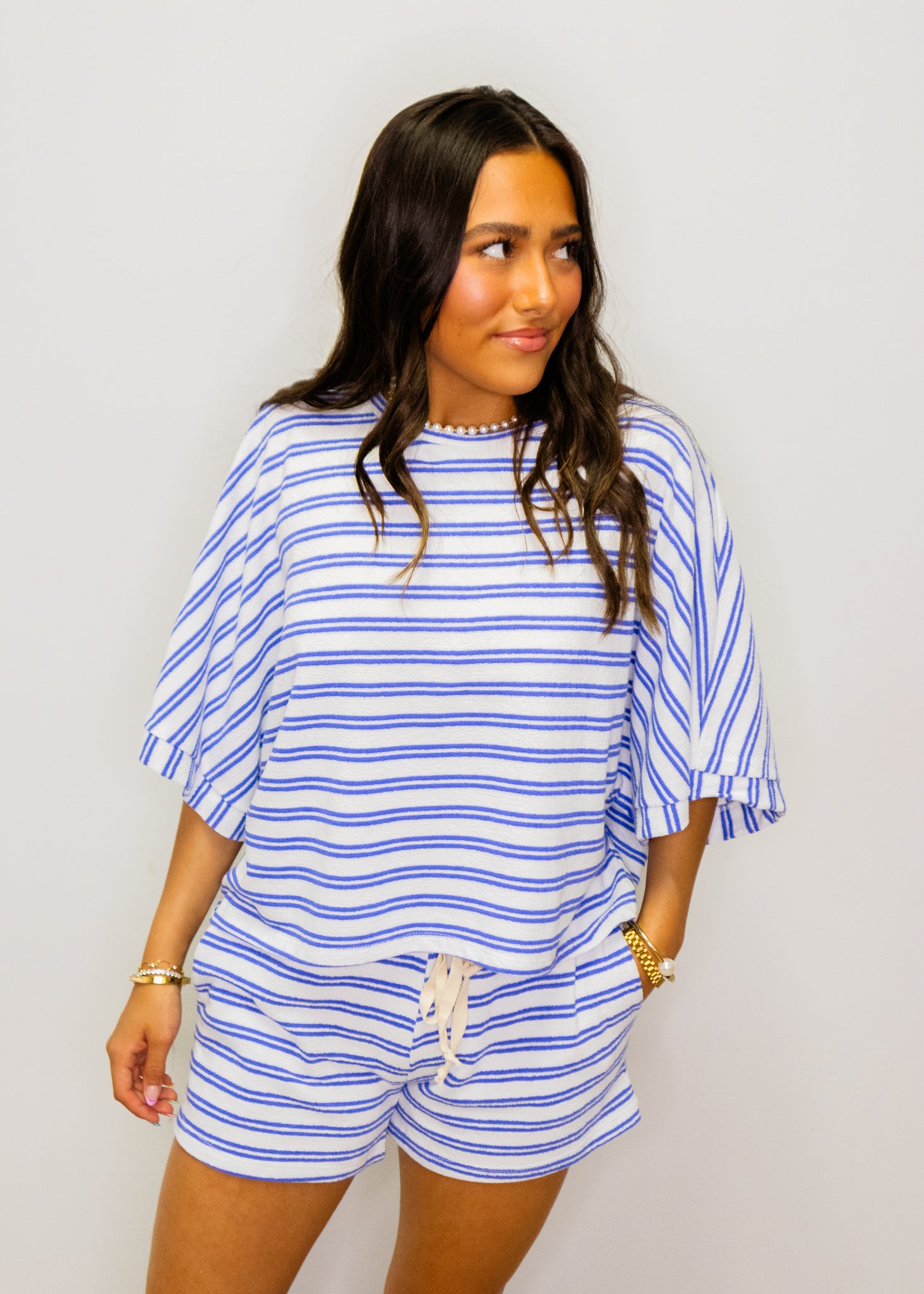 Royal Blue Stripe Terry Set