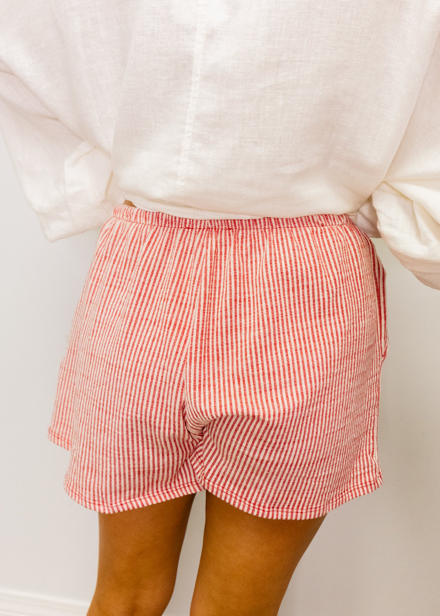 Red Stripe Drawstring Shorts