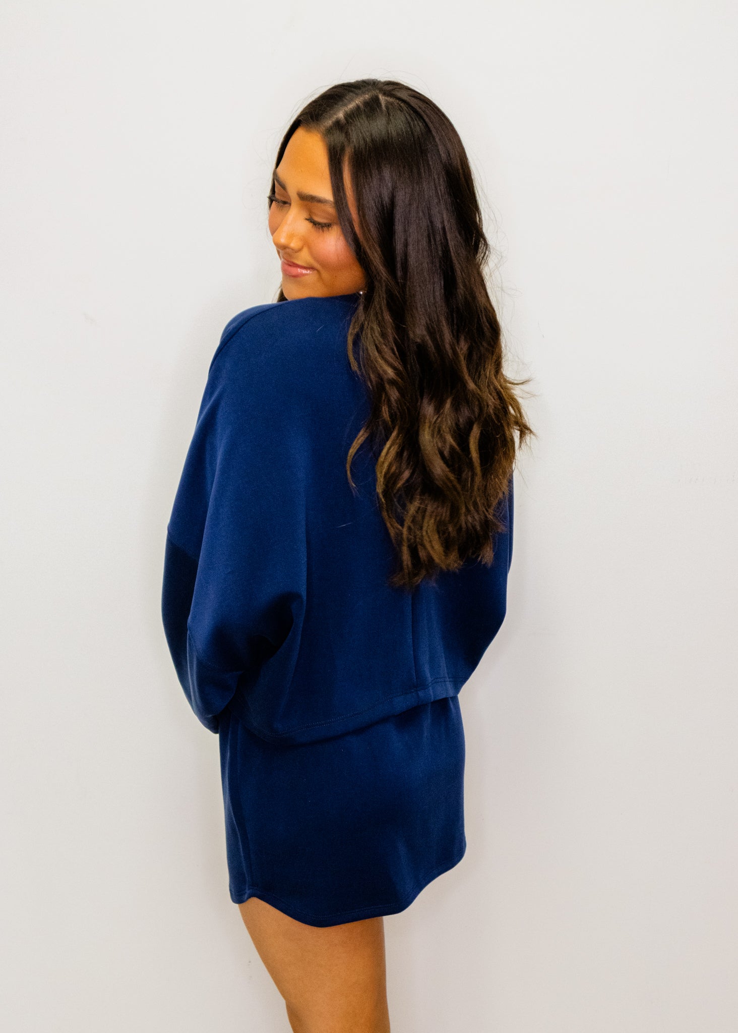 Navy Cropped Dolman Top & Skort Set
