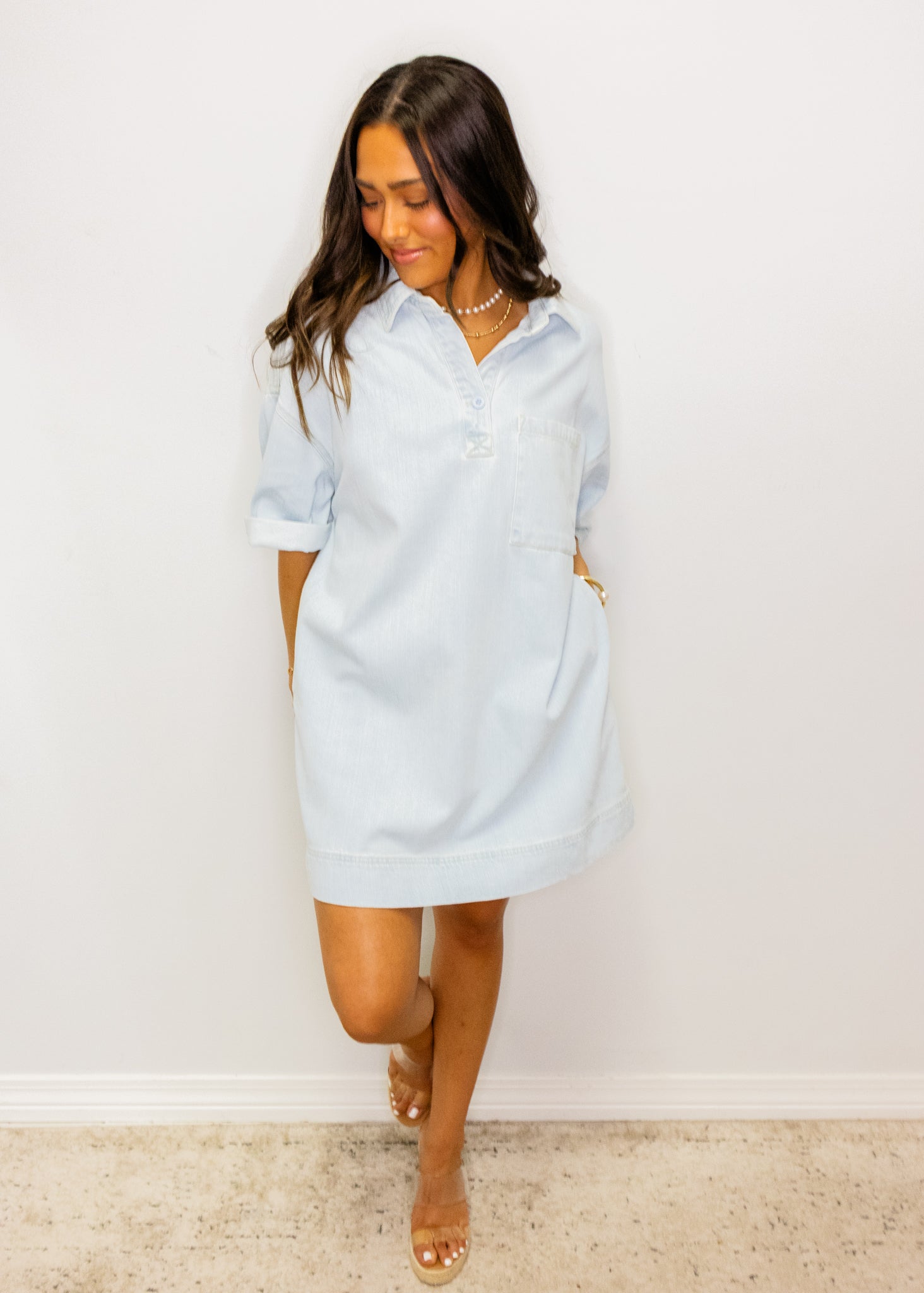 Light Denim Pocket Detail Dress