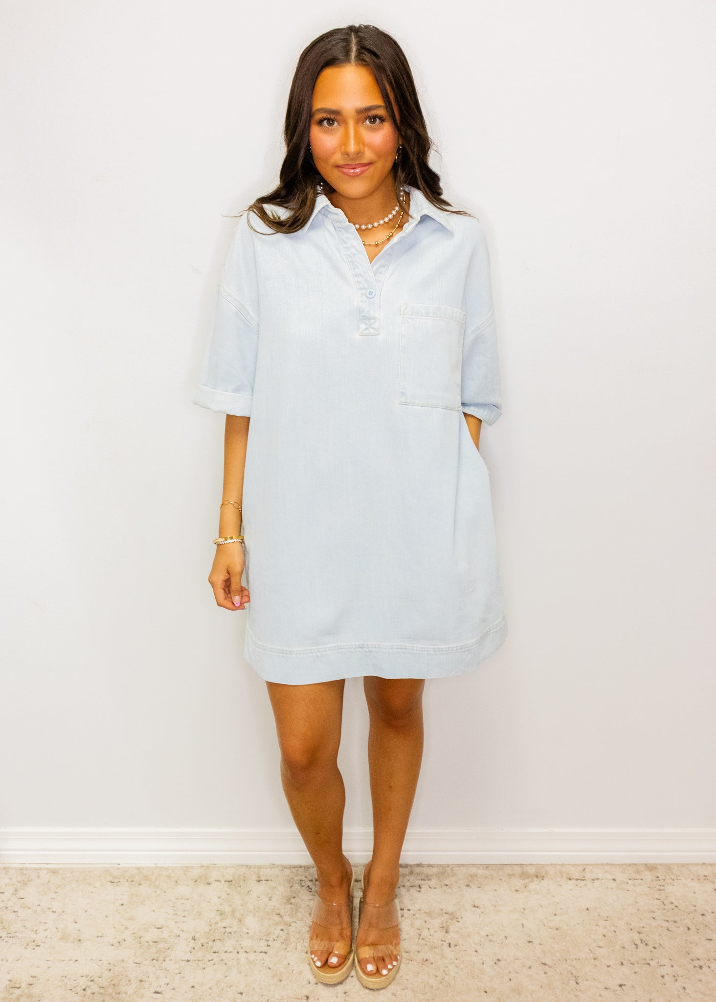 Light Denim Pocket Detail Dress
