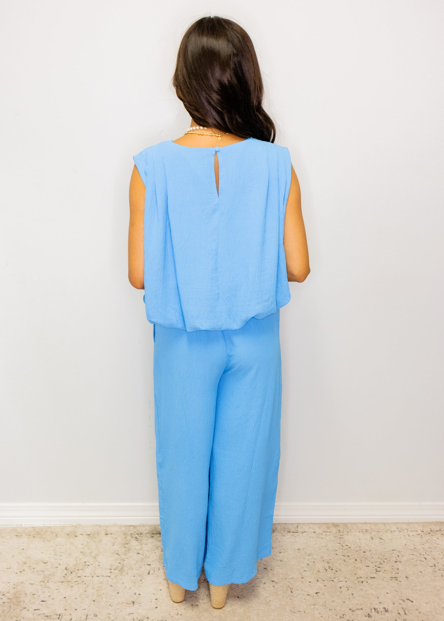 Blue Flowy Pants Set