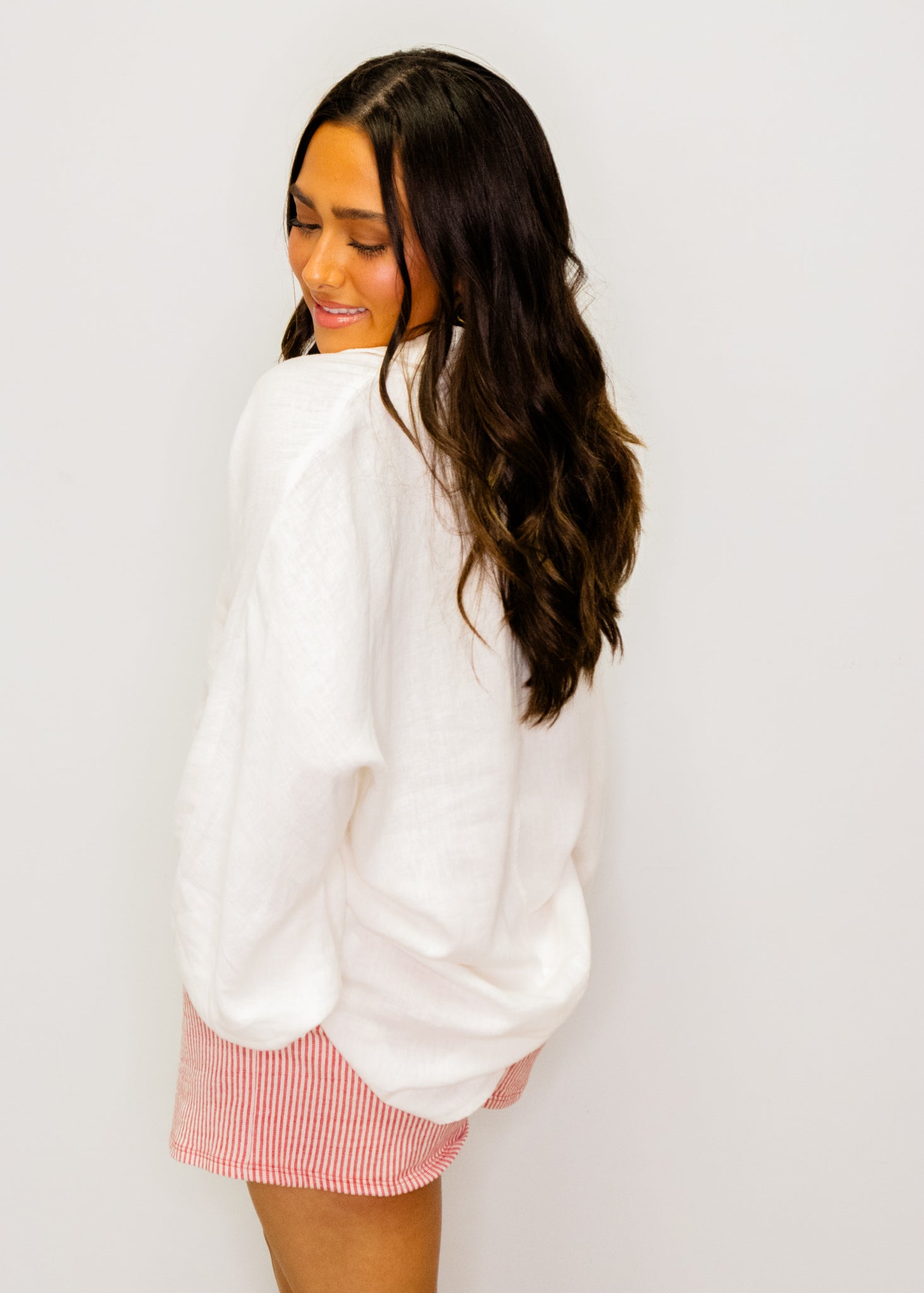 Red Stripe Drawstring Shorts