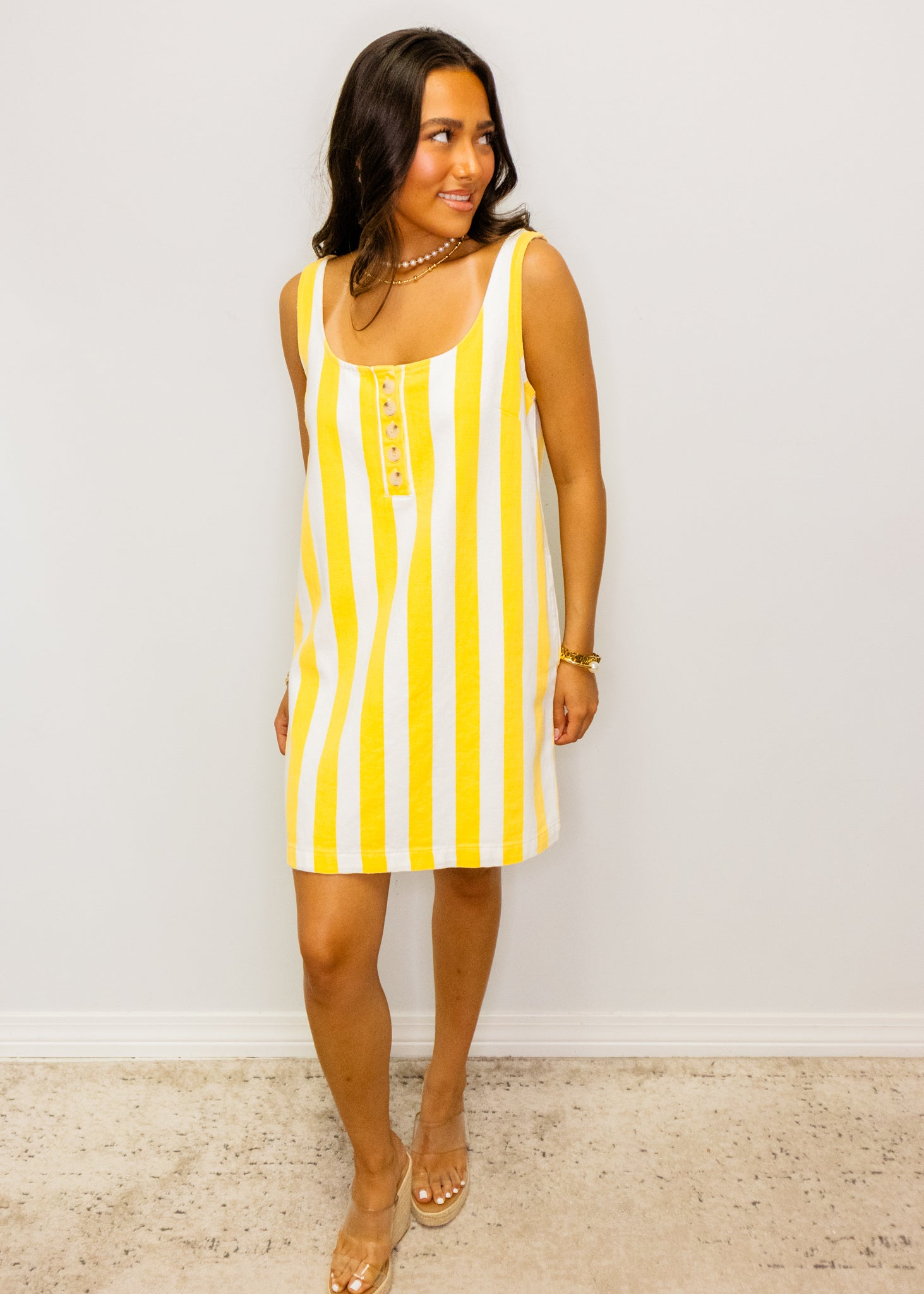 Lemon Stripe Tank Dress