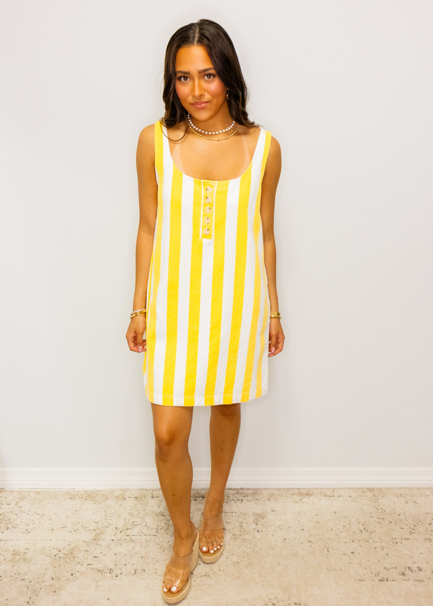 Lemon Stripe Tank Dress