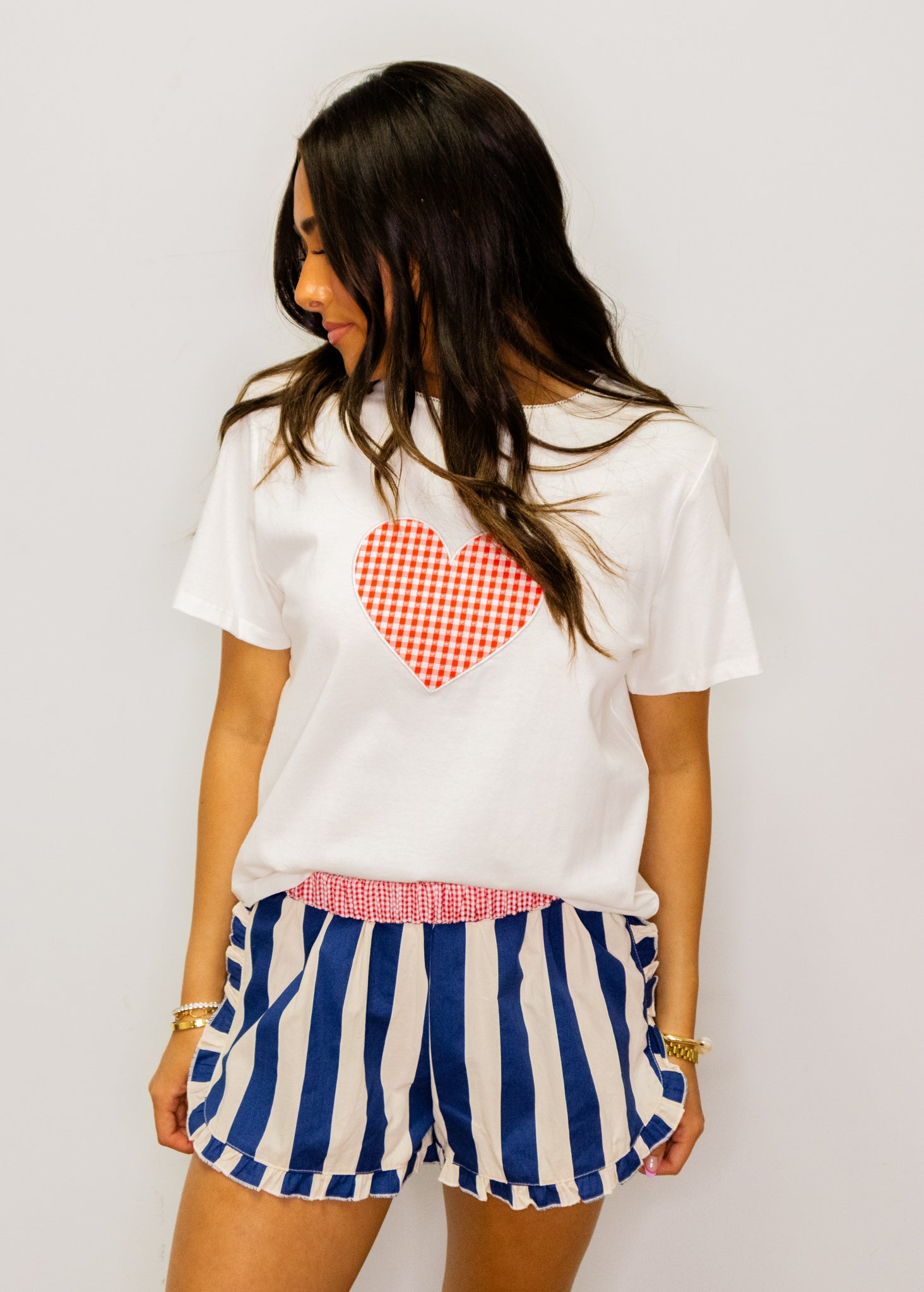 Navy Stripe Contrast Shorts