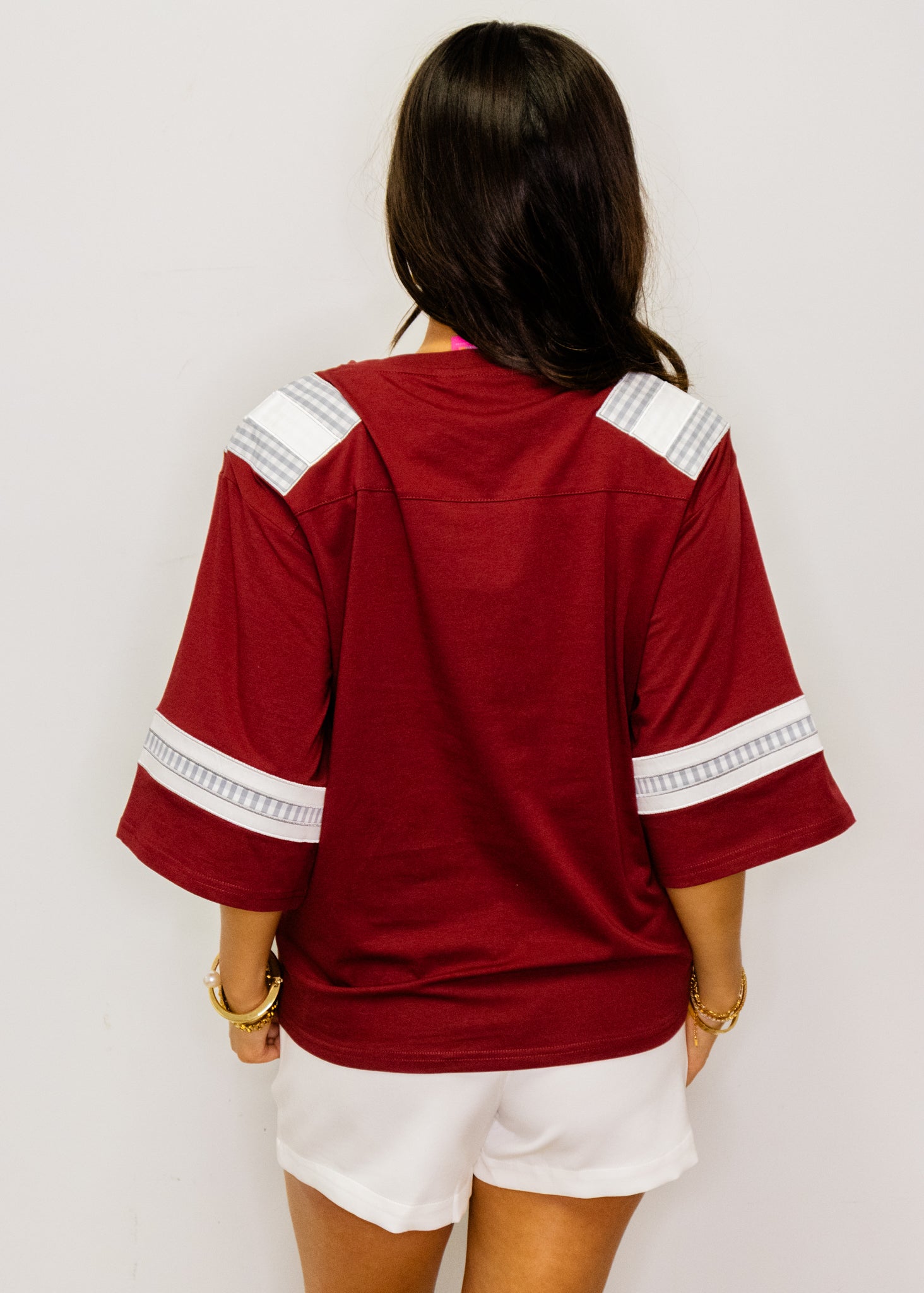 Licensed Miss State Oversized Gingham Jersey Tee