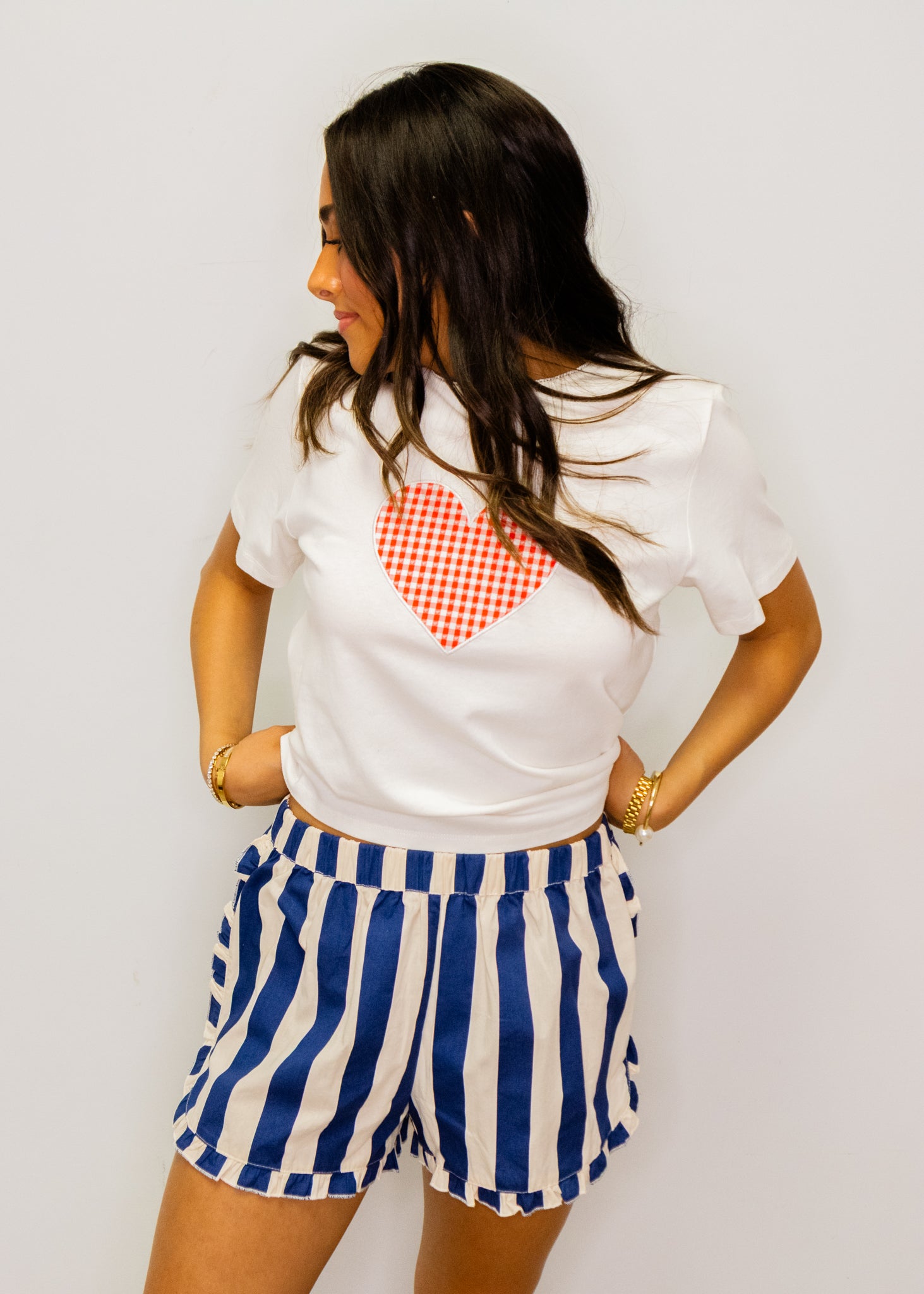 Navy Stripe Contrast Shorts
