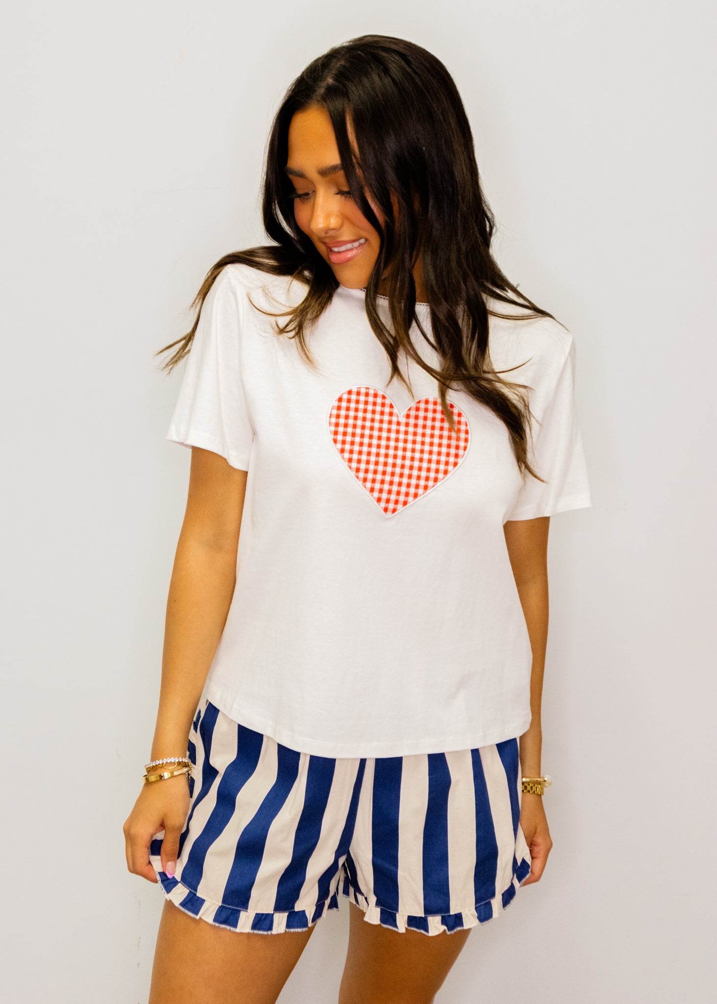 Navy Stripe Contrast Shorts