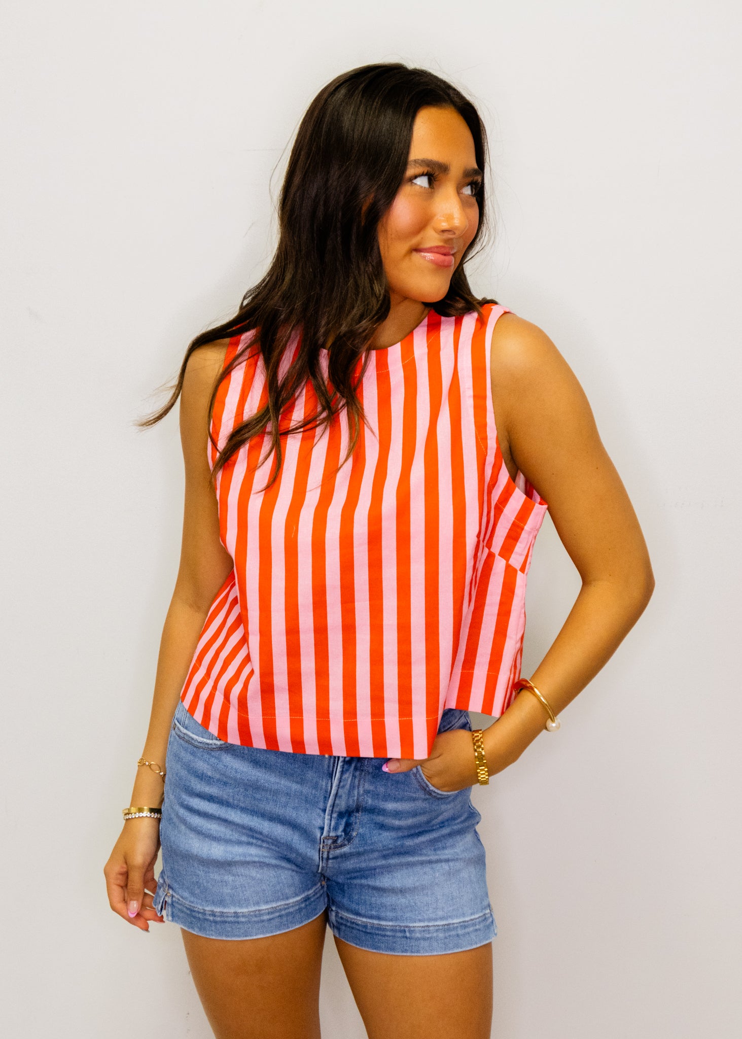 Punch & Coral Stripe Top