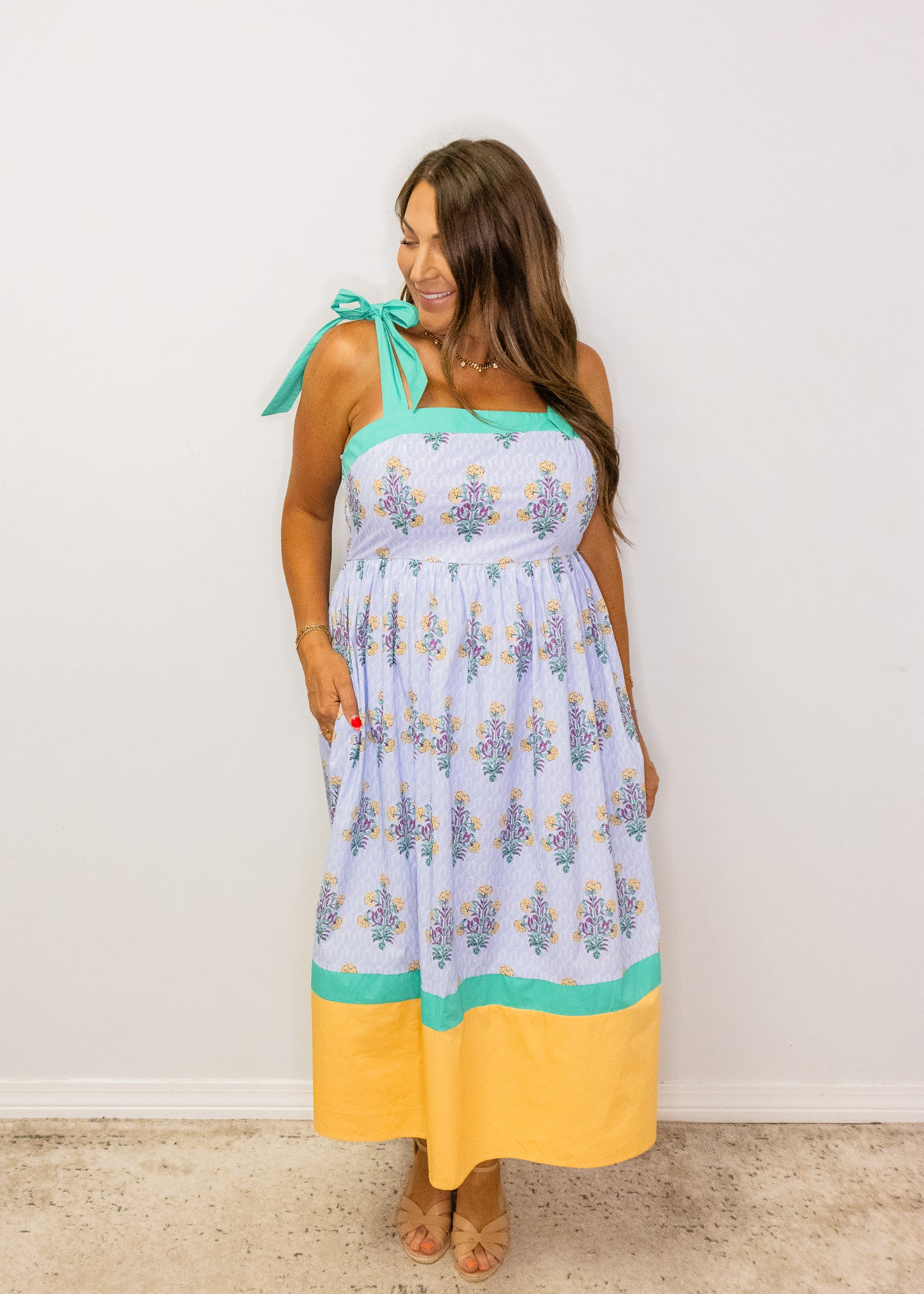Lavender Marigold Smocked Midi Dress