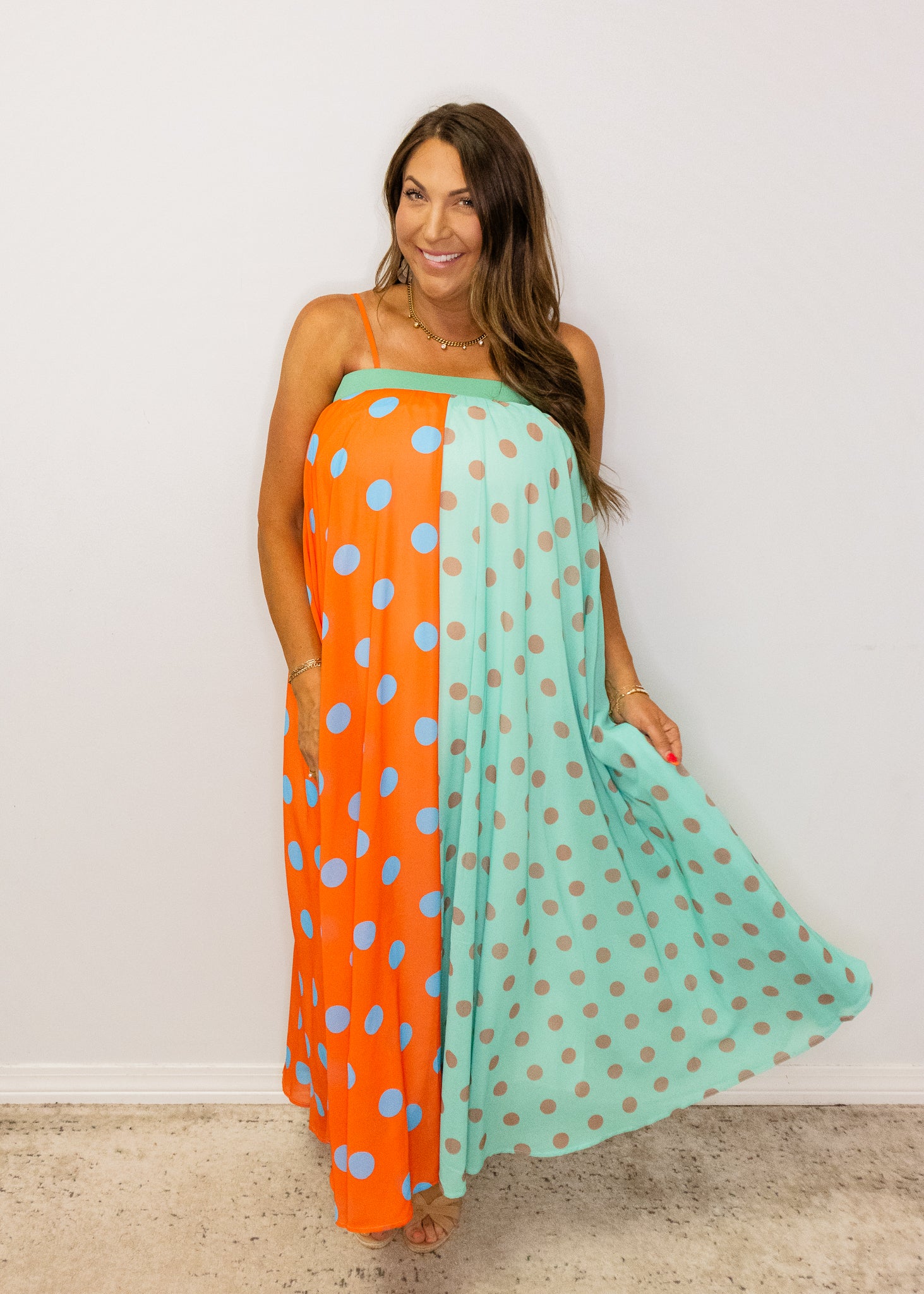 Polka Dot Pattern Maxi Dress