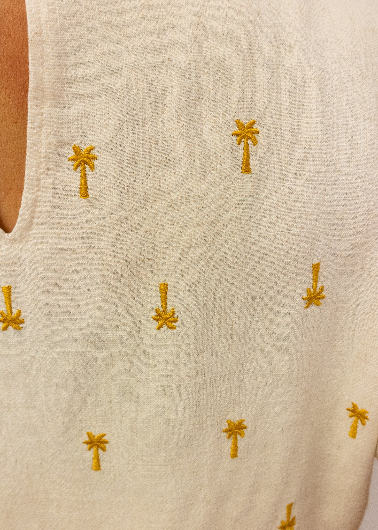 Cream Gold Palm Tree Pants Set
