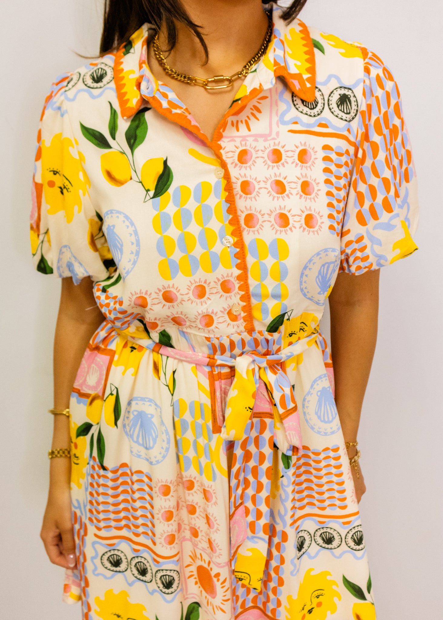 Sun-Drenched Button Down Belt Dress