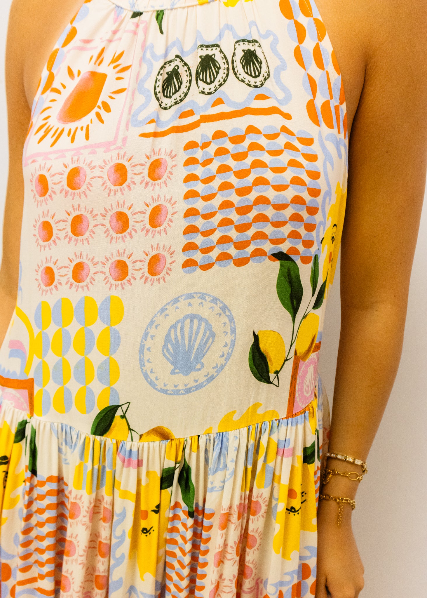 Sun-Drenched Halter Midi Dress
