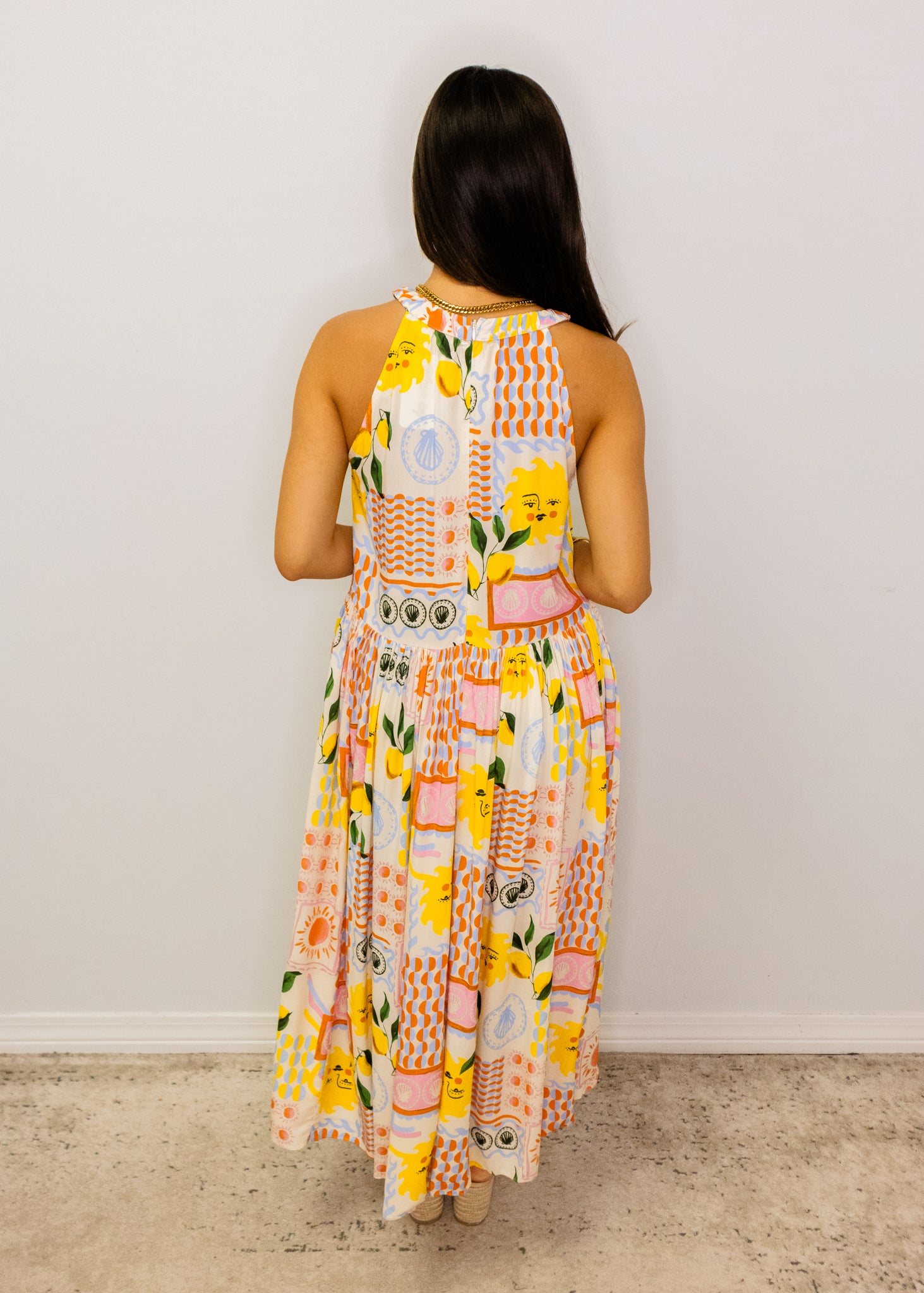 Sun-Drenched Halter Midi Dress