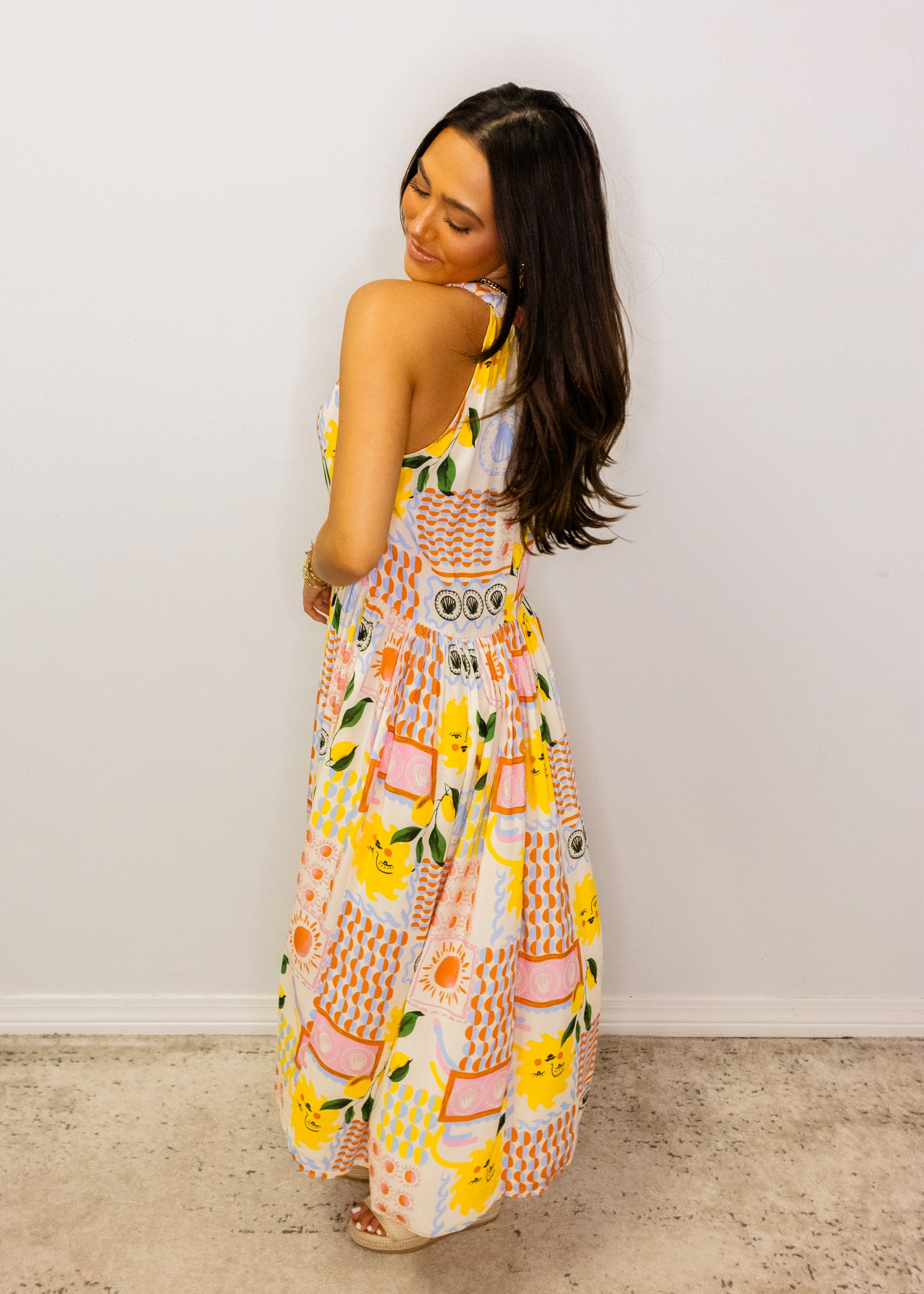 Sun-Drenched Halter Midi Dress