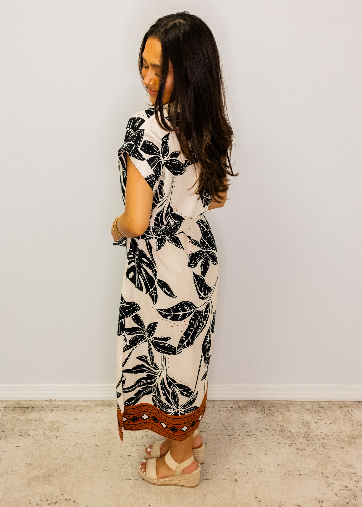 Tropical Multi Print Linen Blend Dress
