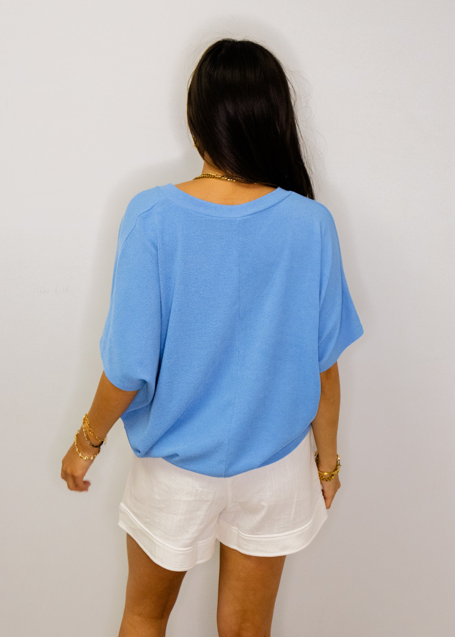 Powder Blue Crepe Hacci Top