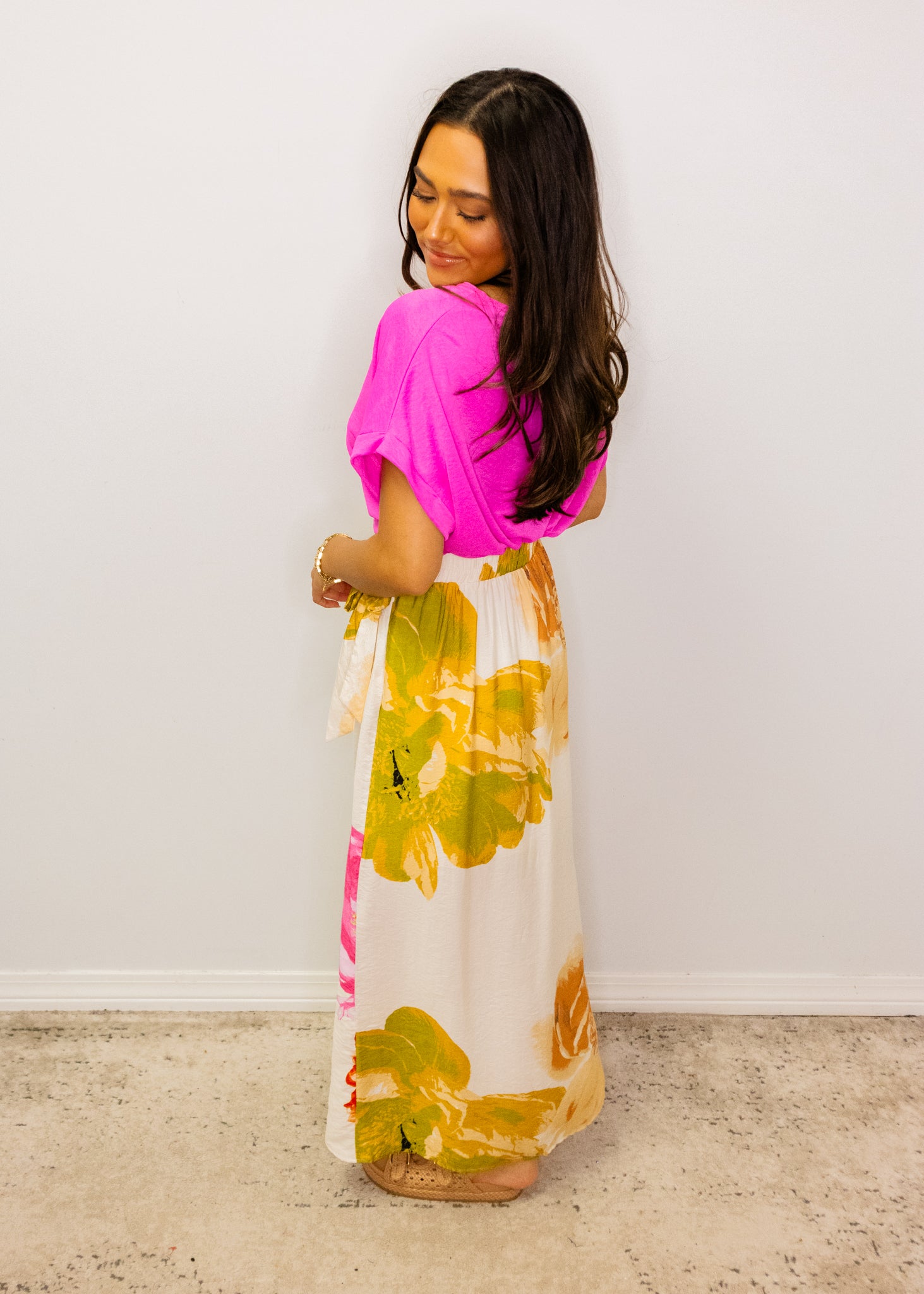 Bold Floral Wrap Maxi Skirt